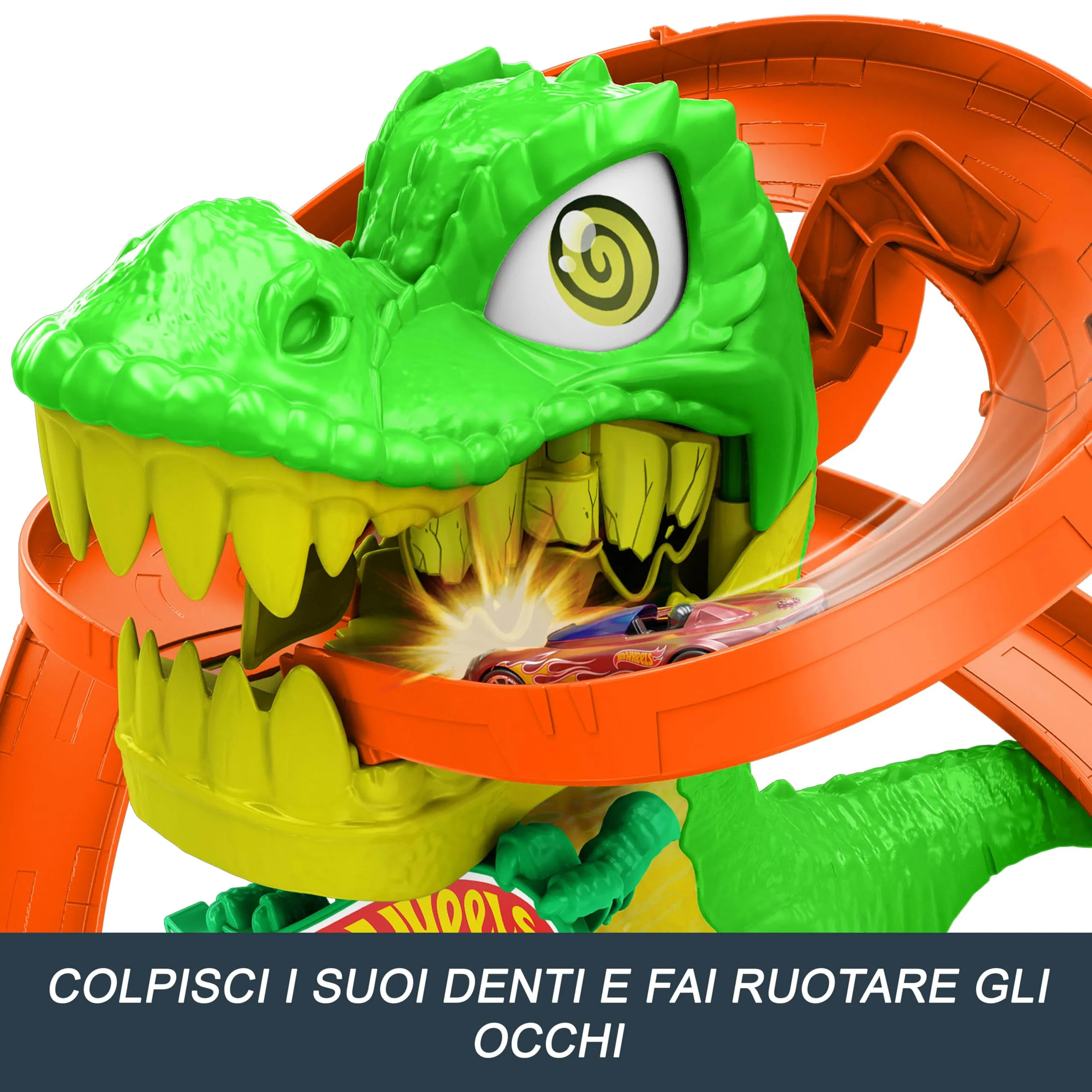 Hot Wheels City T-Rex Battaglia Infuocata con Macchinina Scala 1:64 - immagine 3