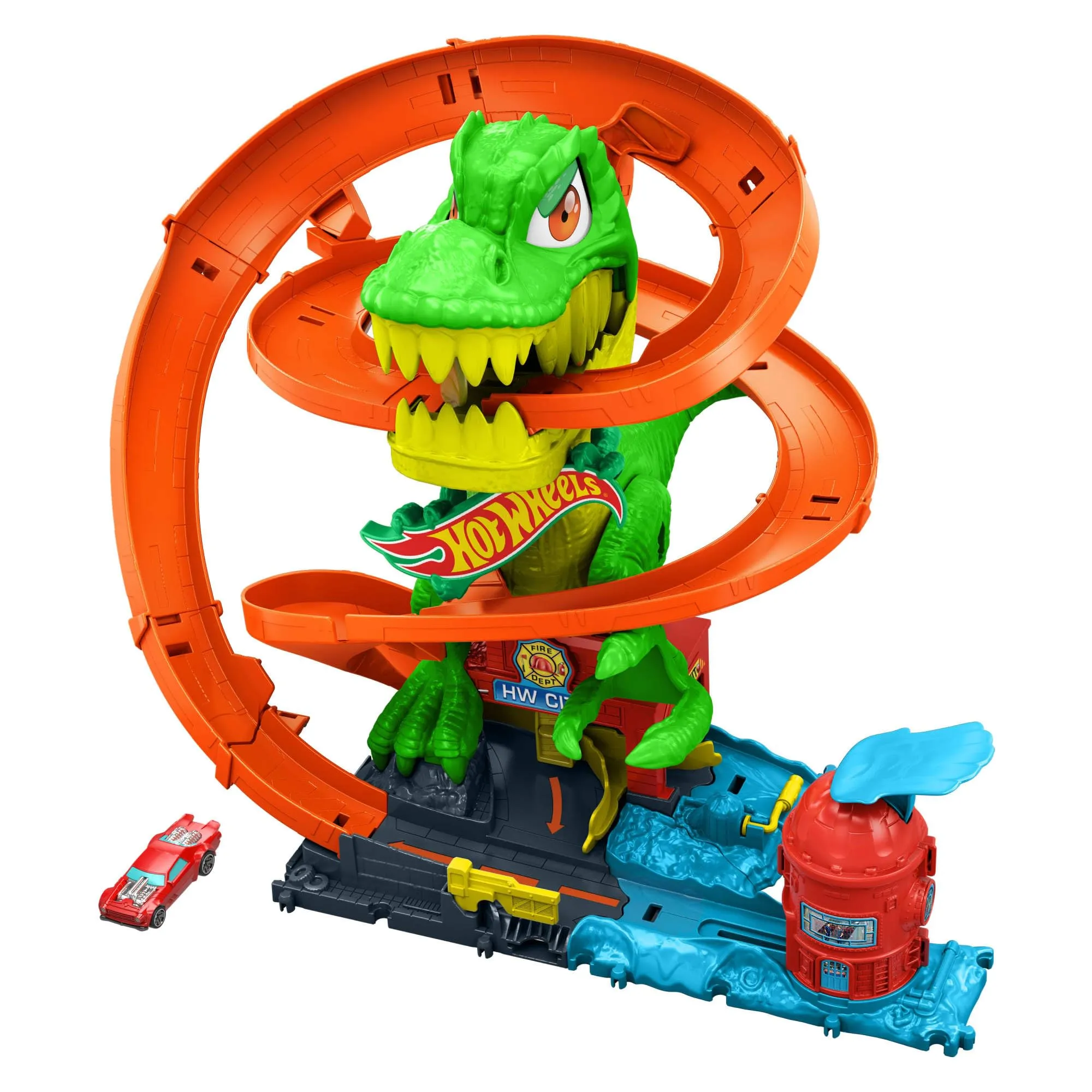 Hot Wheels City T-Rex Battaglia Infuocata con Macchinina Scala 1:64 - immagine 4