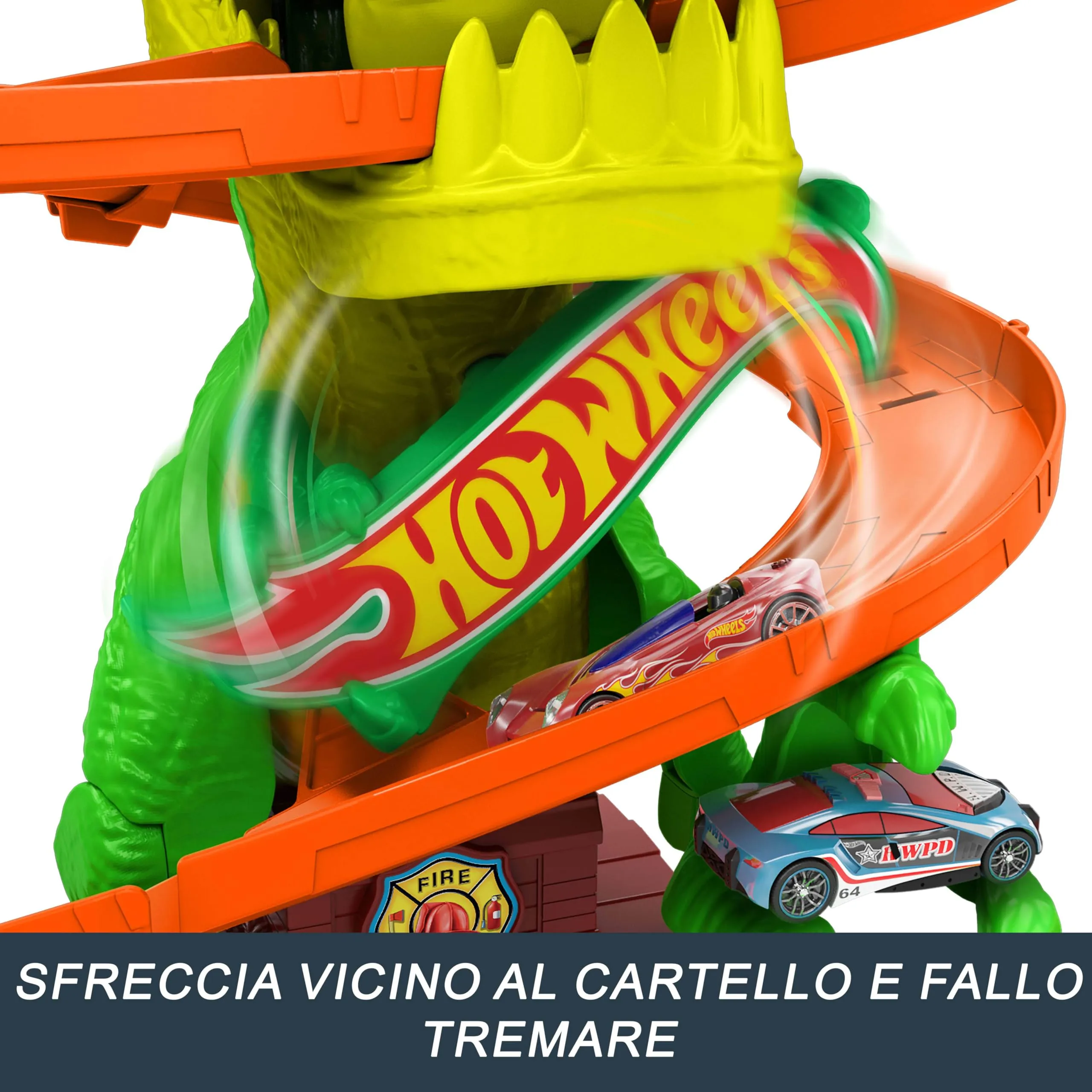 Hot Wheels City T-Rex Battaglia Infuocata con Macchinina Scala 1:64 - immagine 5