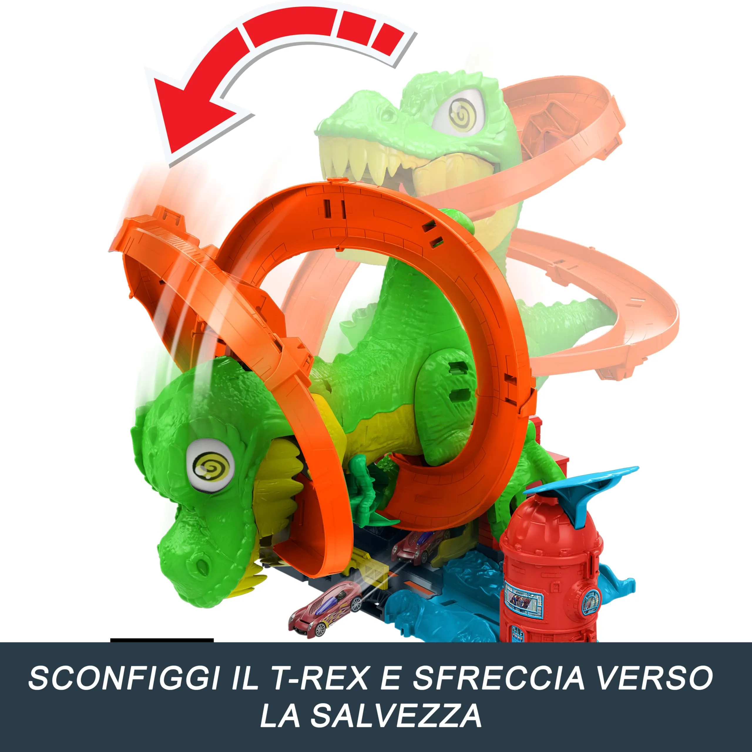 Hot Wheels City T-Rex Battaglia Infuocata con Macchinina Scala 1:64 - immagine 6