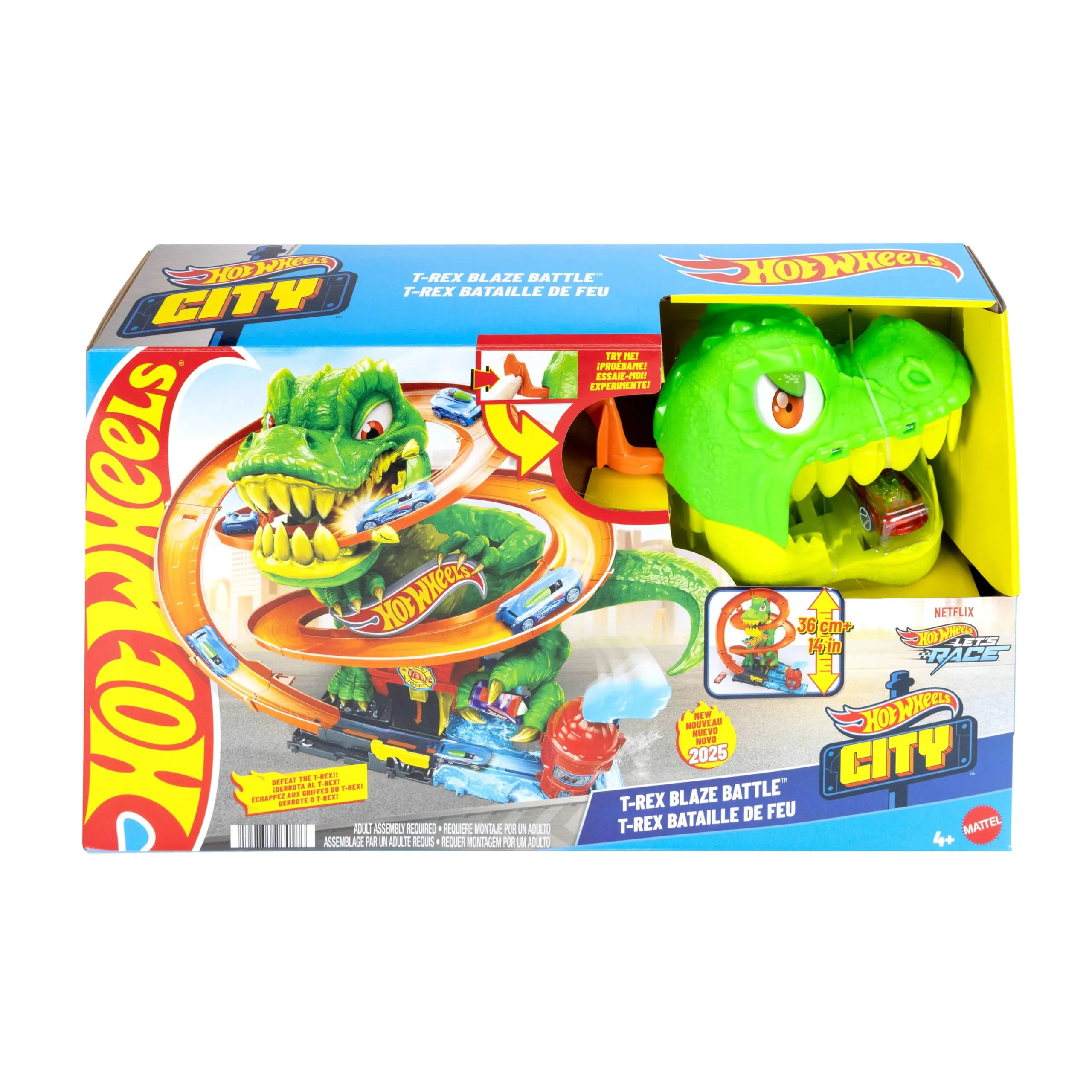 Hot Wheels City T-Rex Battaglia Infuocata con Macchinina Scala 1:64 - immagine 7