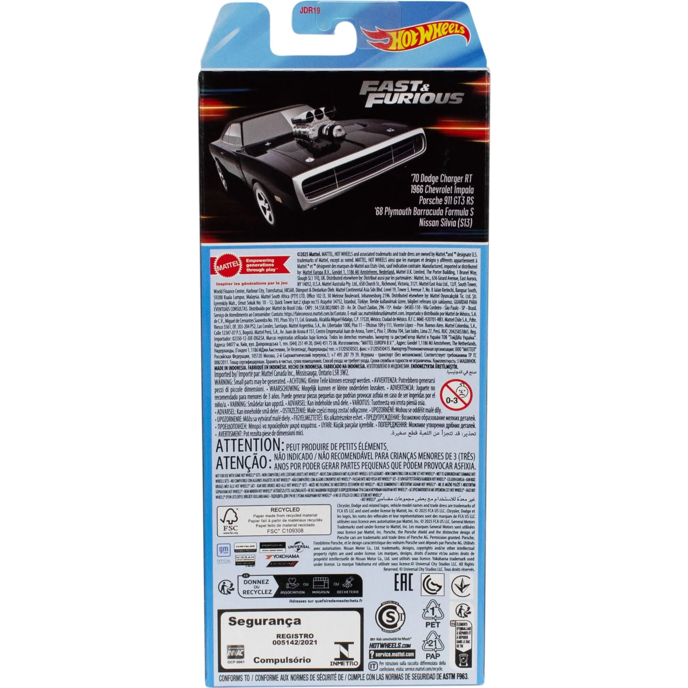 Hot Wheels Fast & Furious 5-Vehicle Die-Cast Set, 1:64 Scale, JDR19 - immagine 6