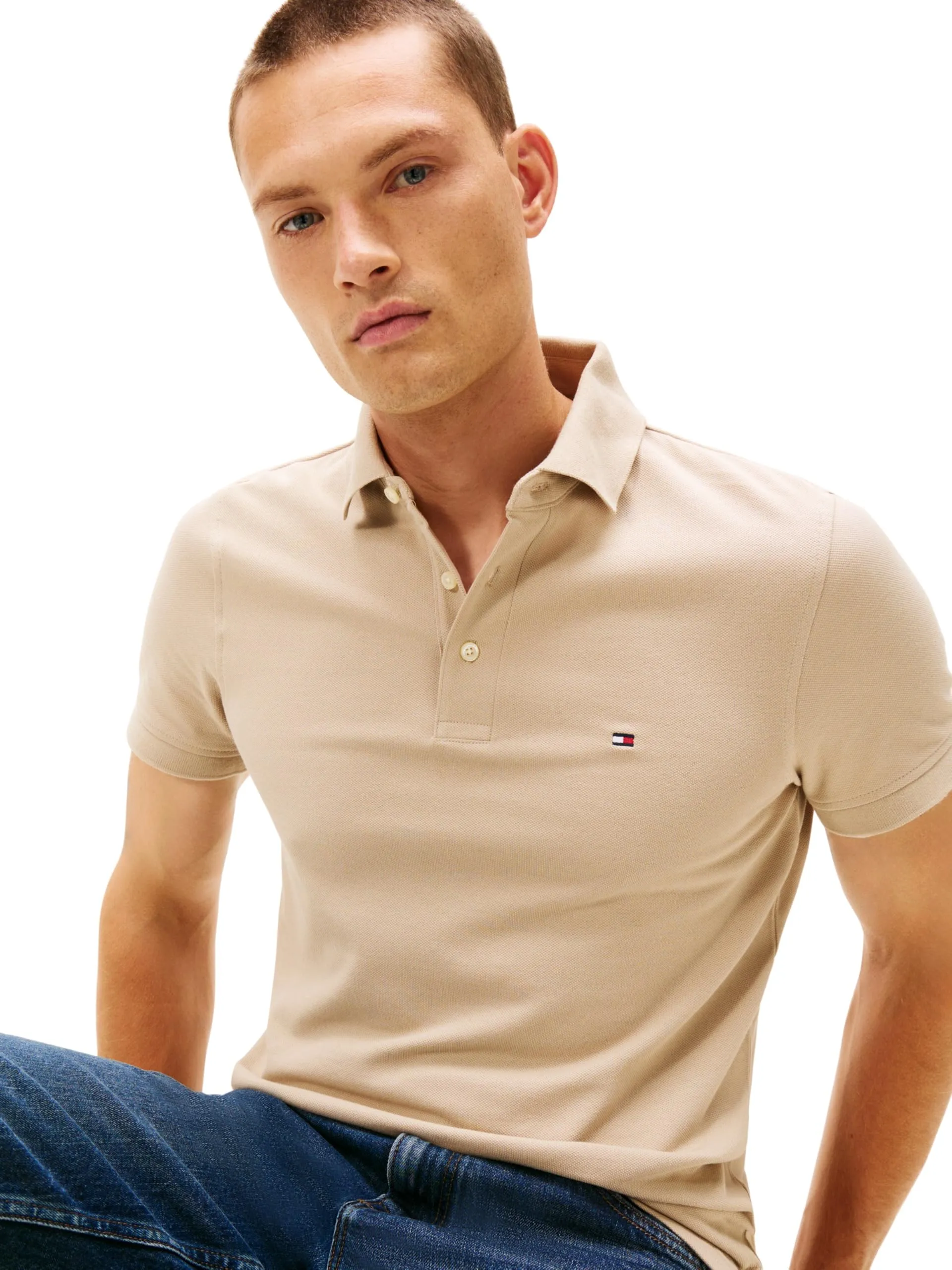 Tommy Hilfiger 1985 Slim Fit Polo Shirt, Beige Sandalwood, S - immagine 3