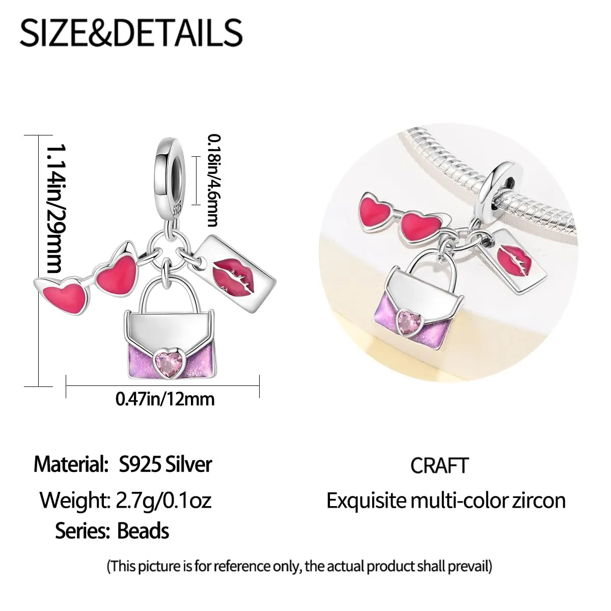 Pandach Ciondolo in Argento Sterling 925 con Cubic Zirconia per Braccialetti e Collane Europei - immagine 5