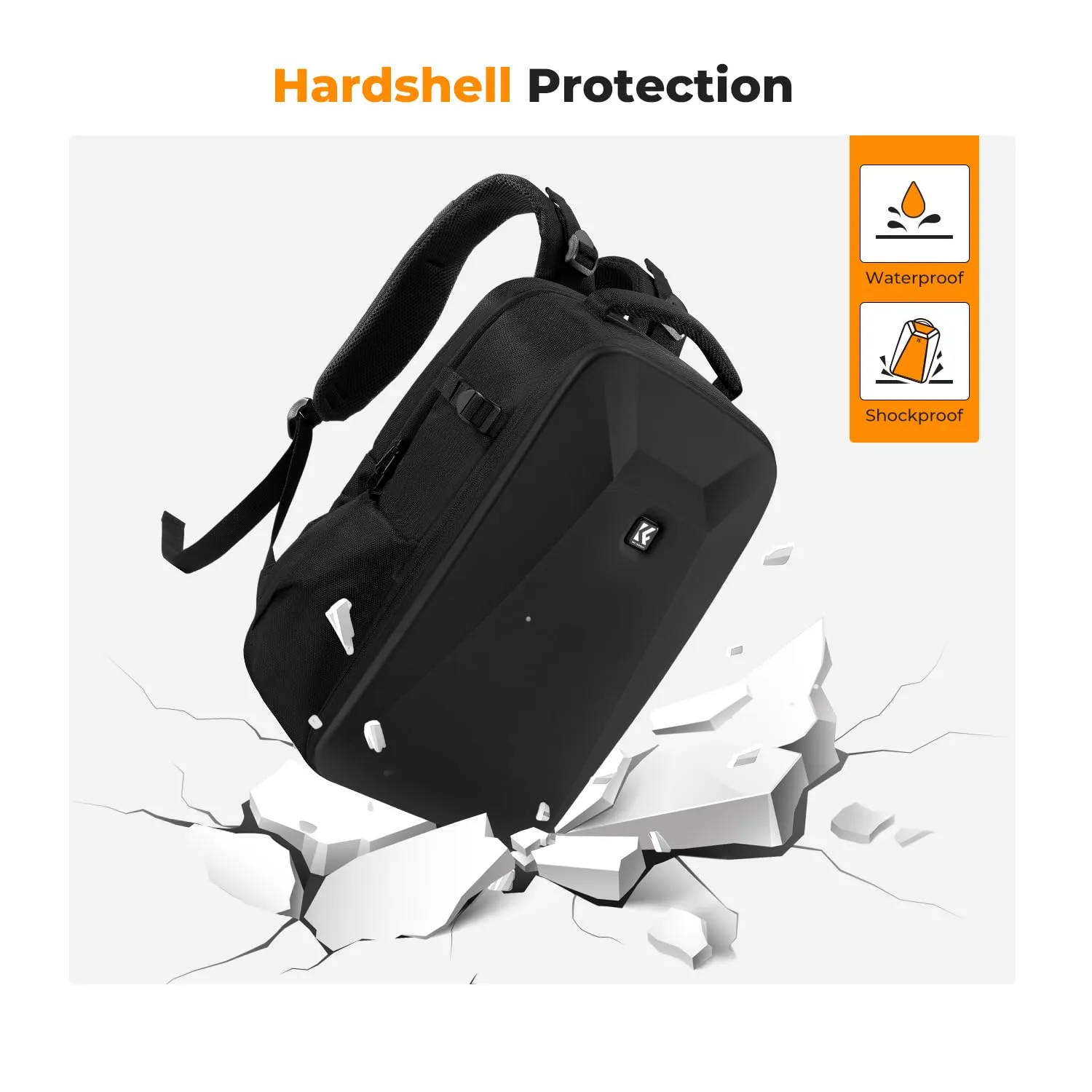 K&F Concept Zaino Fotografico Antiurto Guscio Rigido Impermeabile 44cm Nero - immagine 5