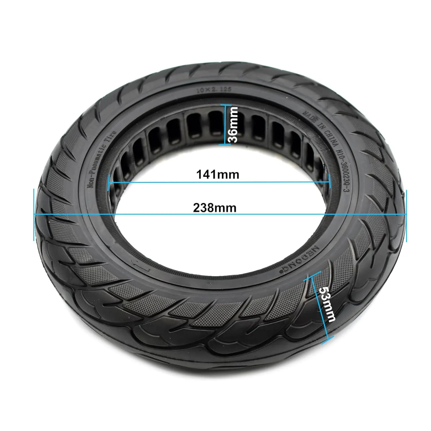 ECOVELO Pneumatico Solido 10 x 2.125 per Monopattino e Scooter Elettrico, Gomme Piene Antiforatura, Nero - immagine 5