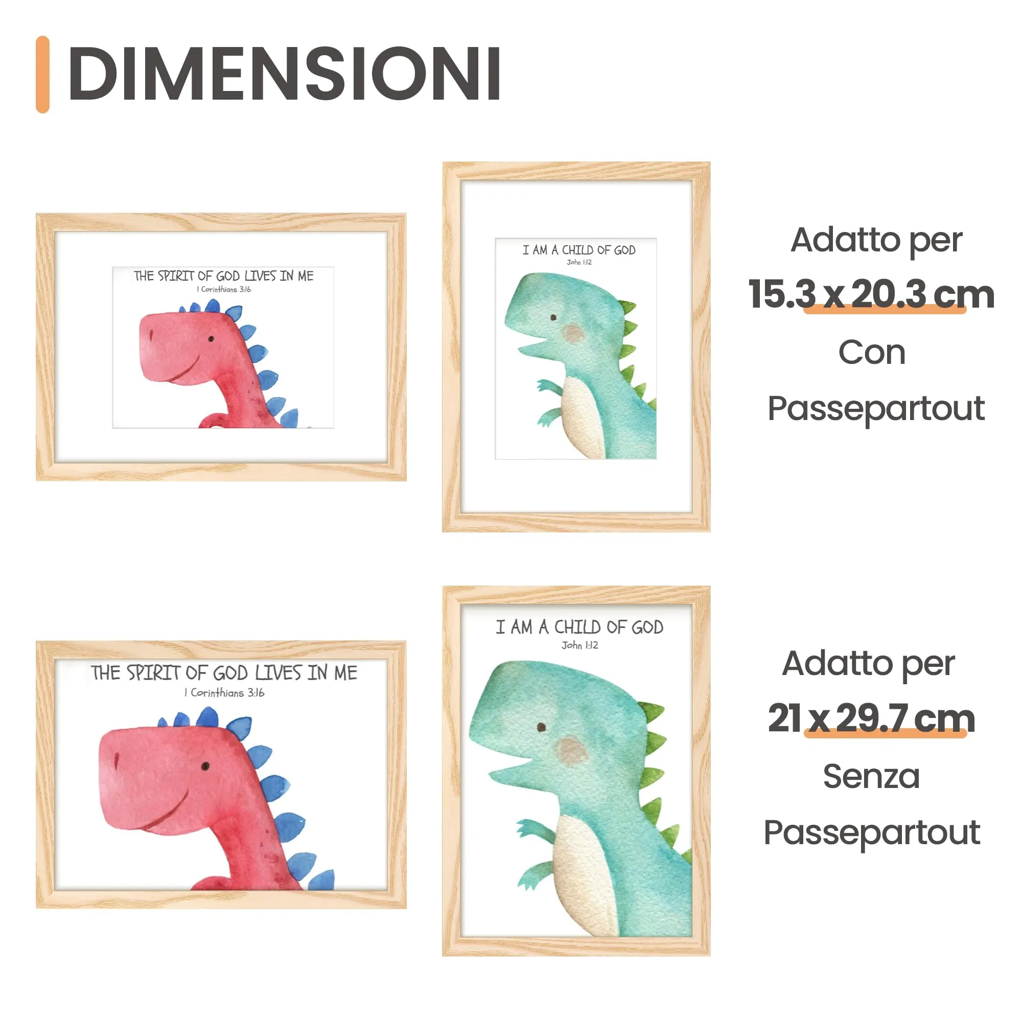 upsimples Set di 3 Cornici portafoto A4 21x29,7 cm, Legno - immagine 2
