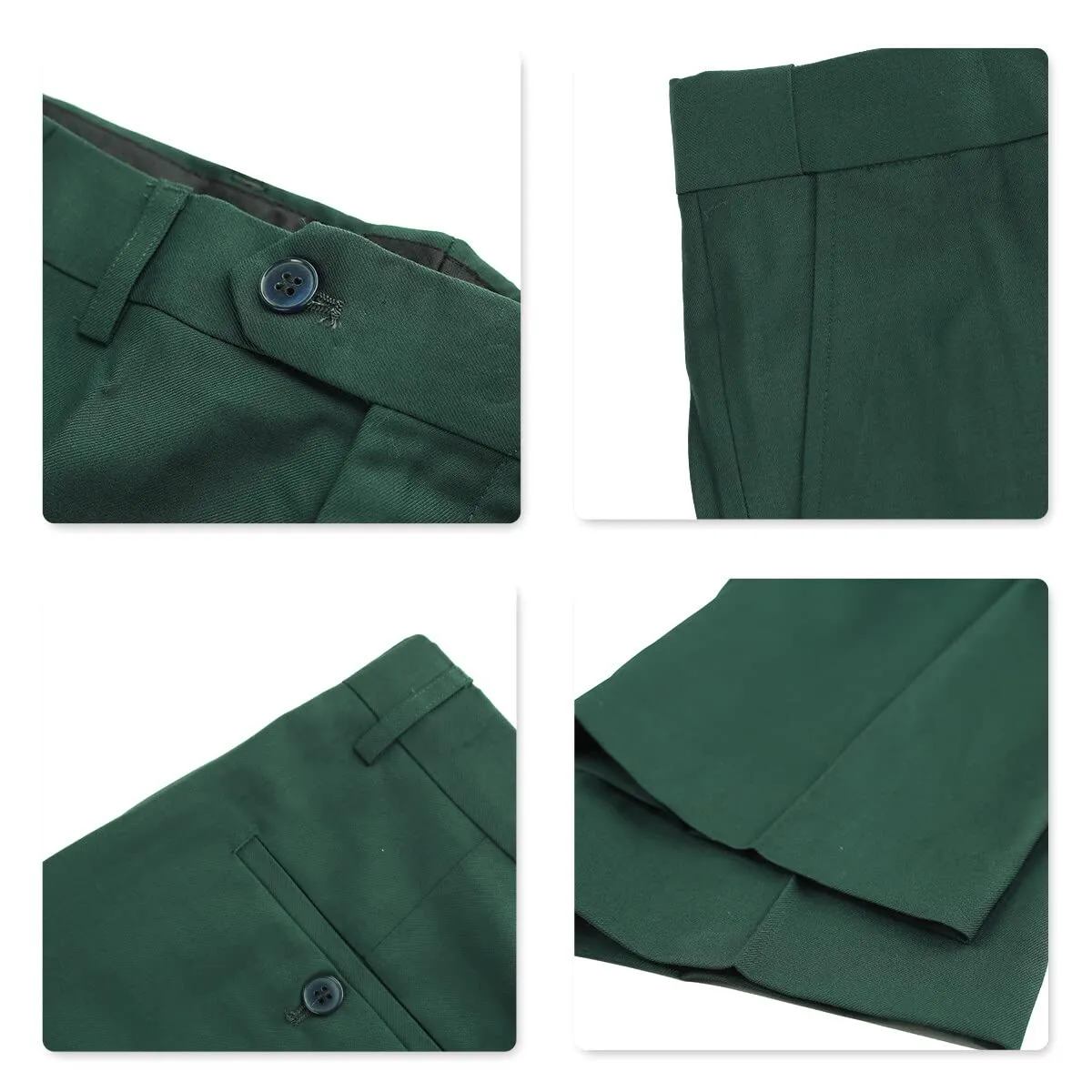 YOUTHUP Abito Uomo 3 Pezzi Slim Fit Blazer Gilet Pantaloni Verde XXL - immagine 8
