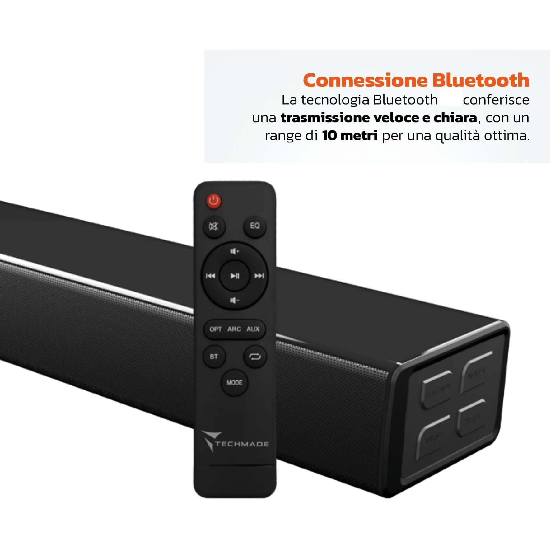 TECHMADE Soundbar TV 2.1 con Subwoofer Integrato, 120W, Bluetooth, HDMI ARC, AUX, Ottico, TM-ET030 - immagine 2