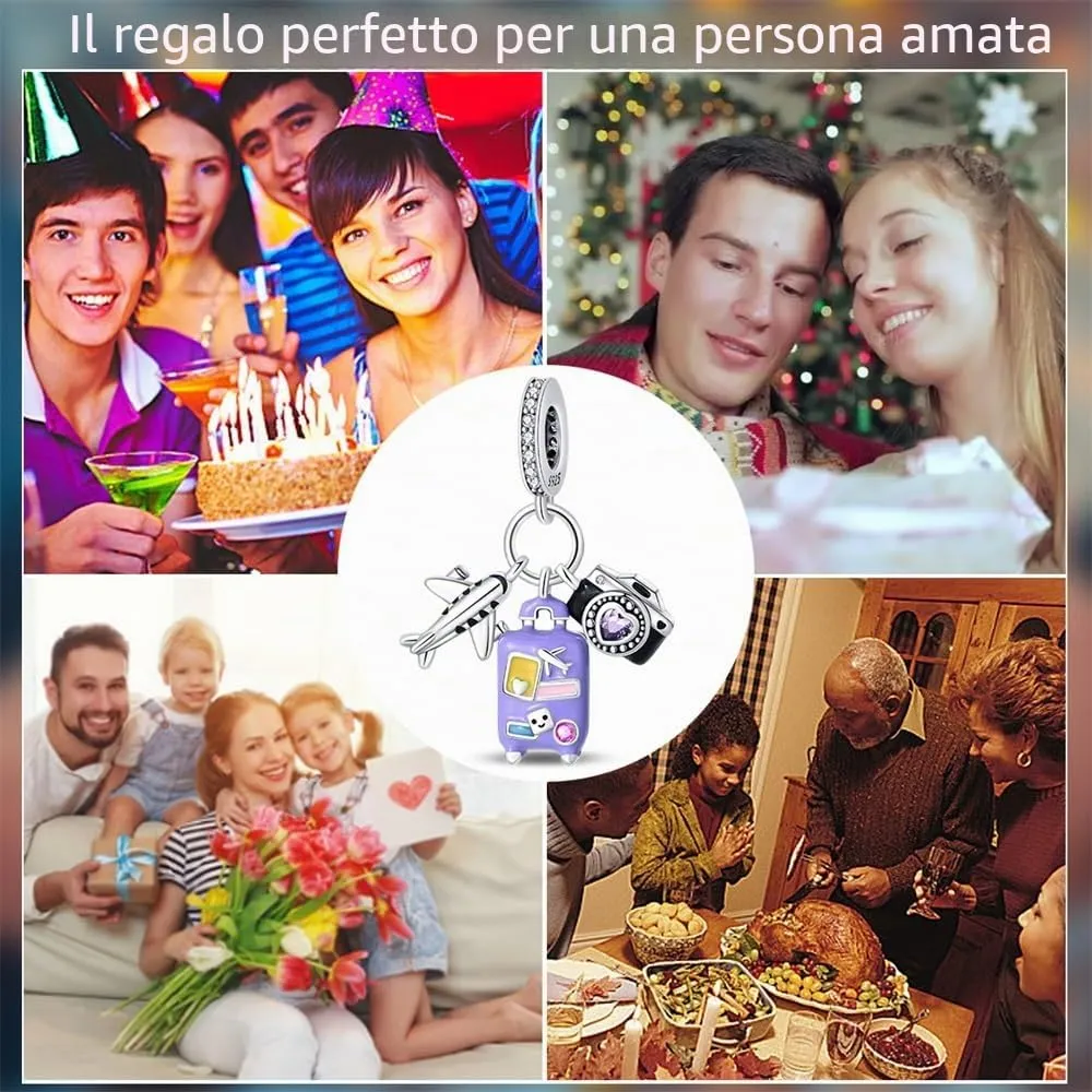 Pandach Bead Charm Ciondolo in Argento Sterling 925 con Cubic Zirconia per Braccialetti e Collane Europei - immagine 4
