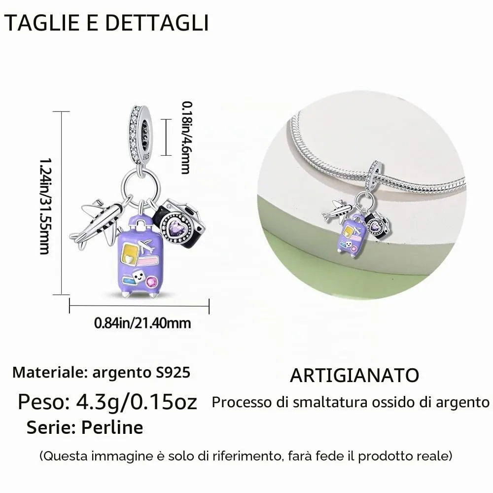 Pandach Bead Charm Ciondolo in Argento Sterling 925 con Cubic Zirconia per Braccialetti e Collane Europei - immagine 5