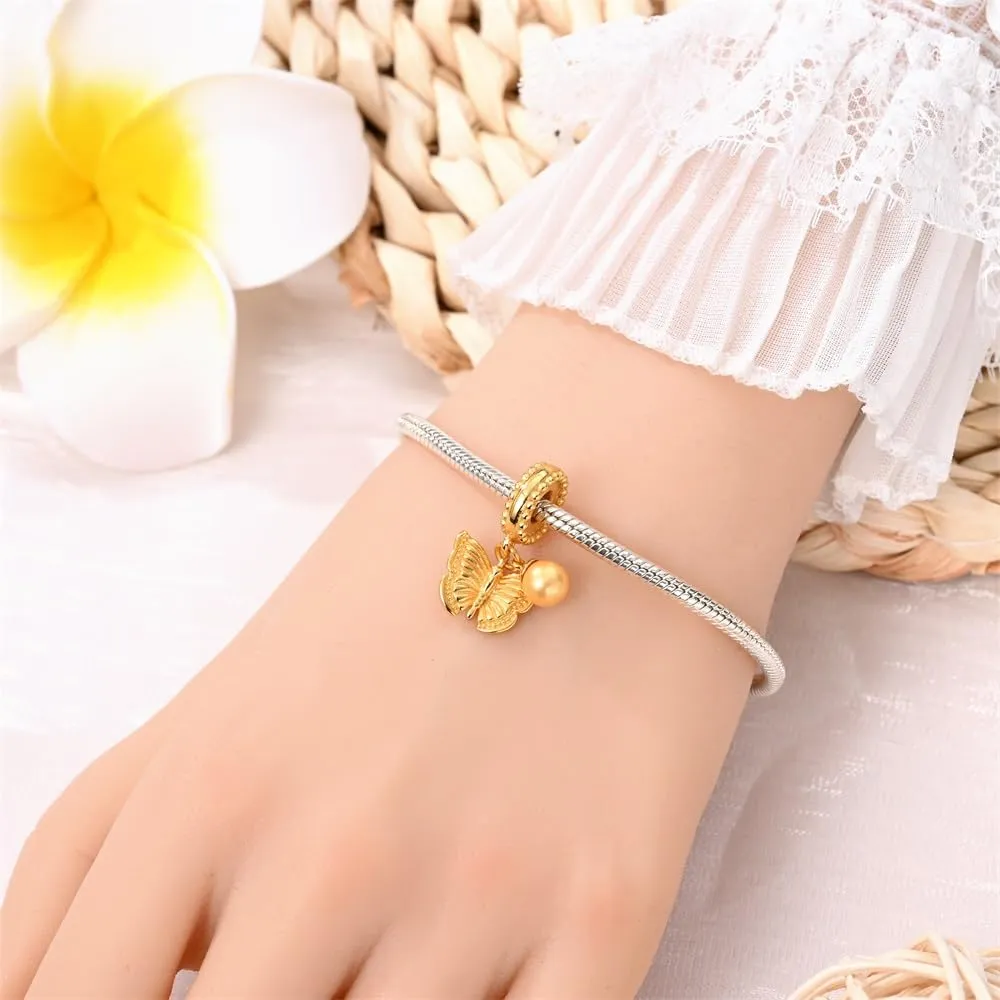 Pandach Bead Charm Ciondolo Argento Sterling 925 con Cubic Zirconia per Braccialetti e Collane Europei - immagine 5