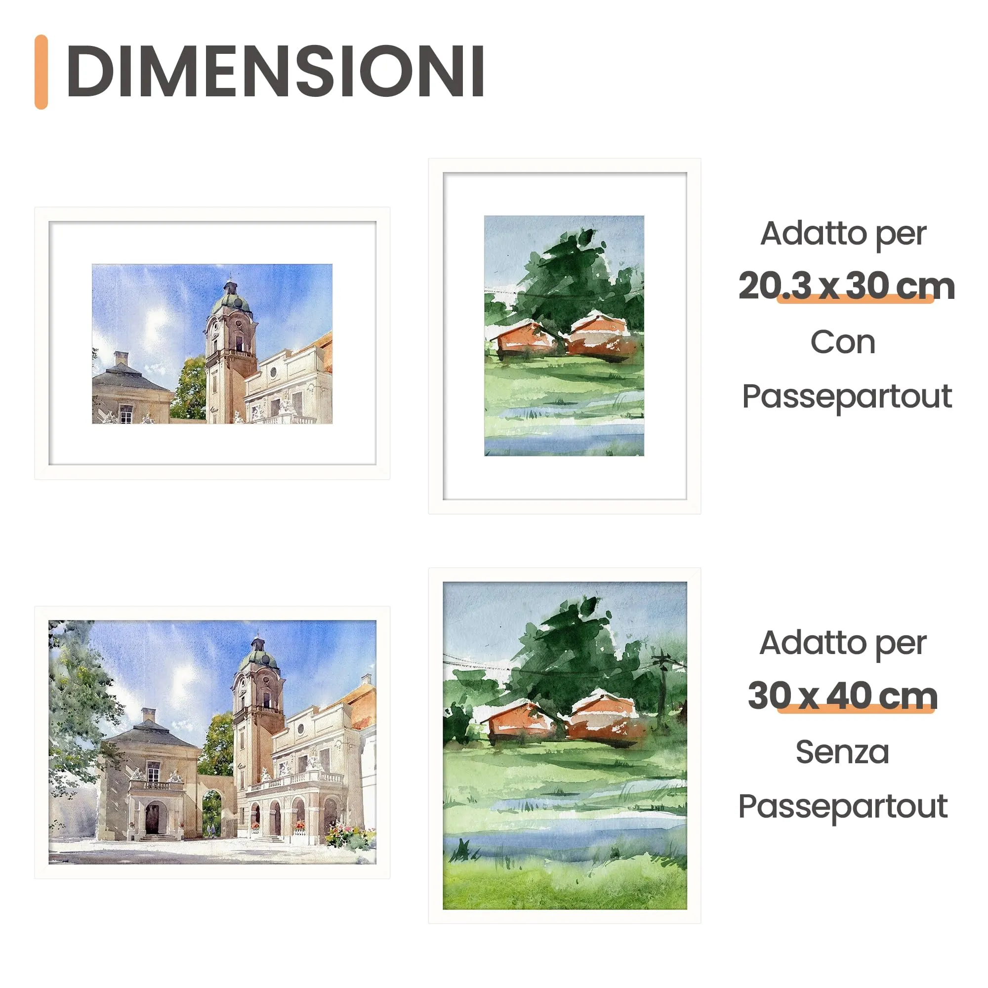 upsimples Cornici portafoto, Set da 3, 30 x 40 cm, Bianco - immagine 2