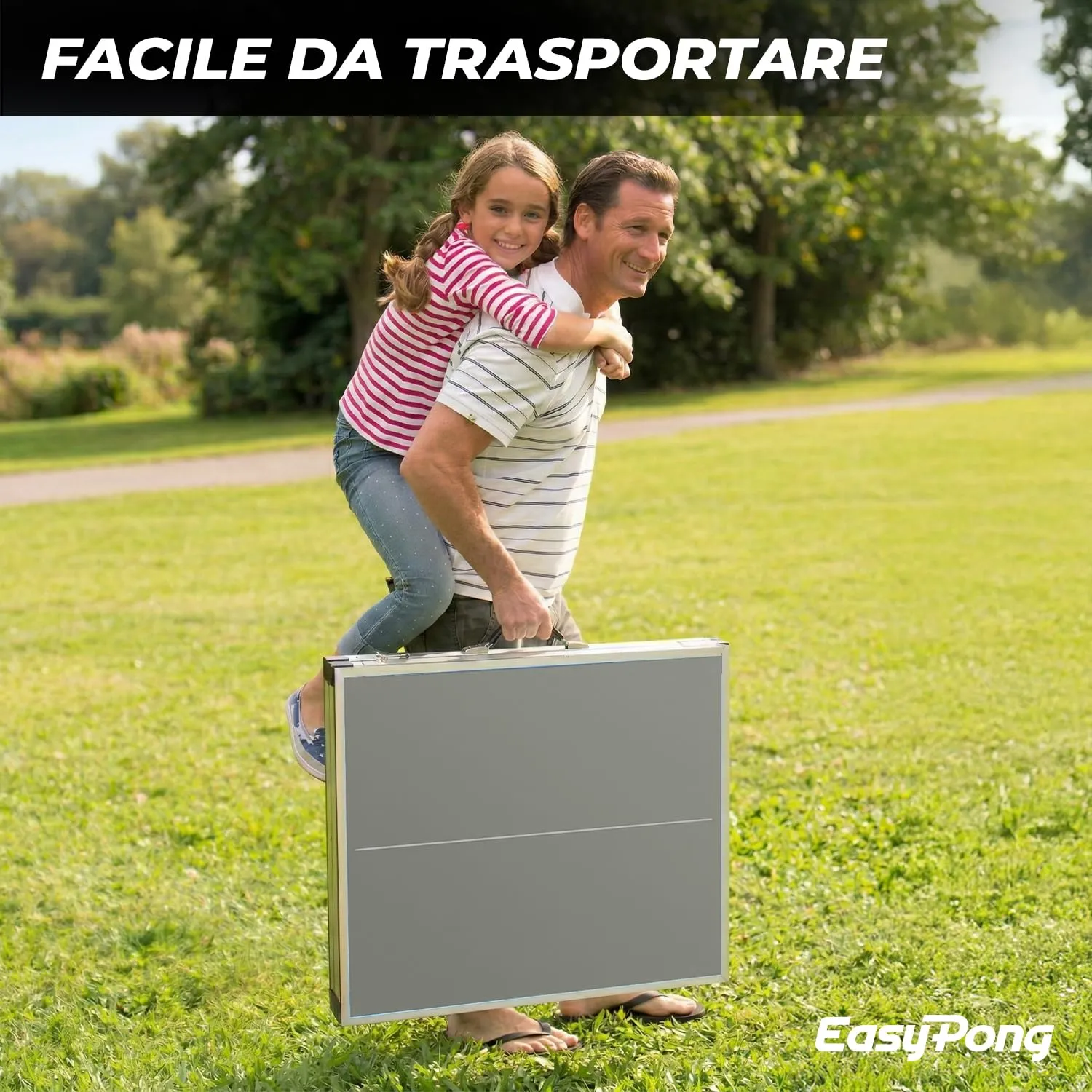 Original Cup EasyPong Tavolo da Ping Pong Grigio 182x91cm con 2 Racchette e 4 Palline - immagine 7