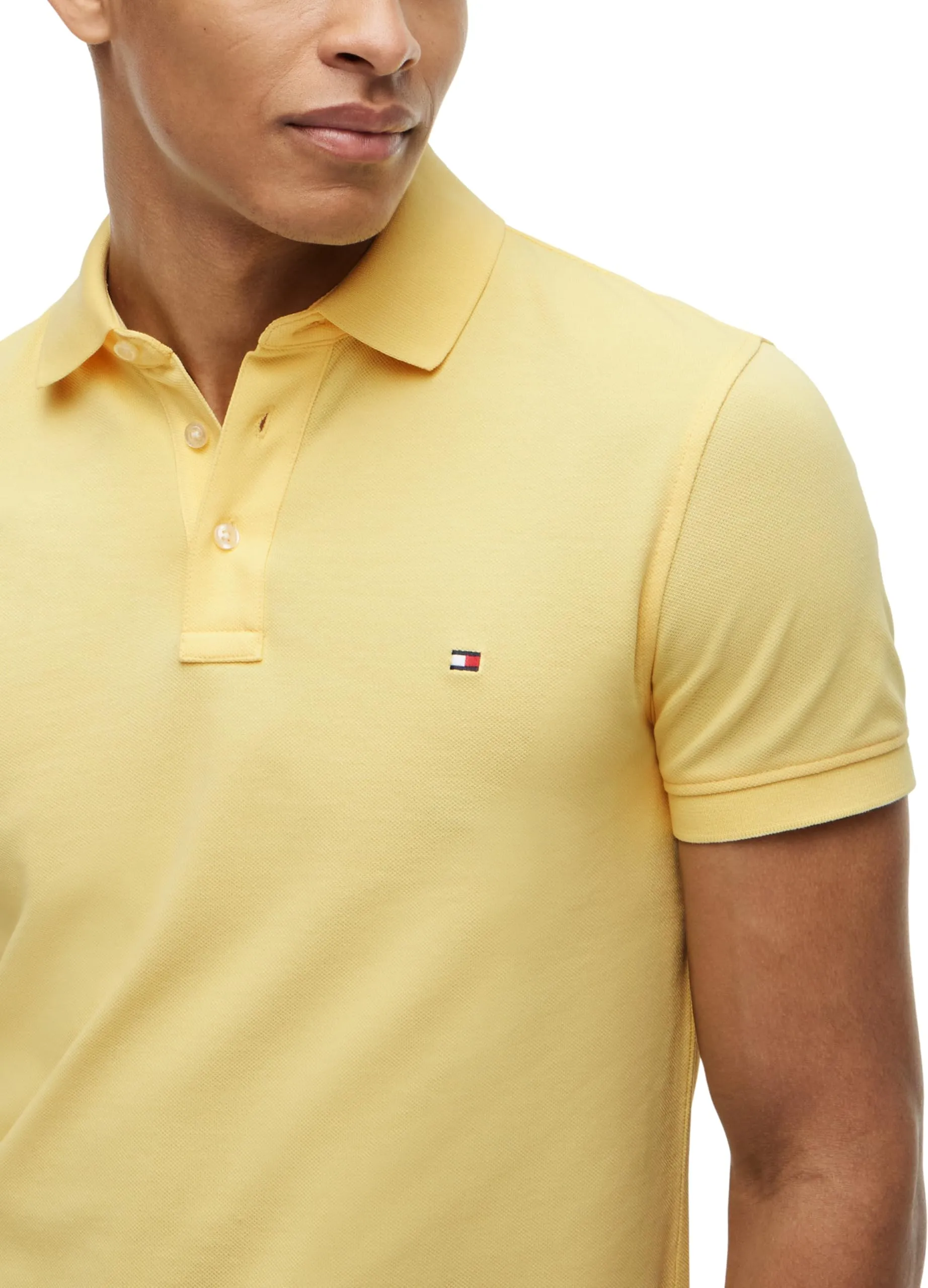 Tommy Hilfiger Uomo Maglietta Polo Maniche Corte 1985 Slim Fit, Giallo Citronella, 3XL - immagine 3