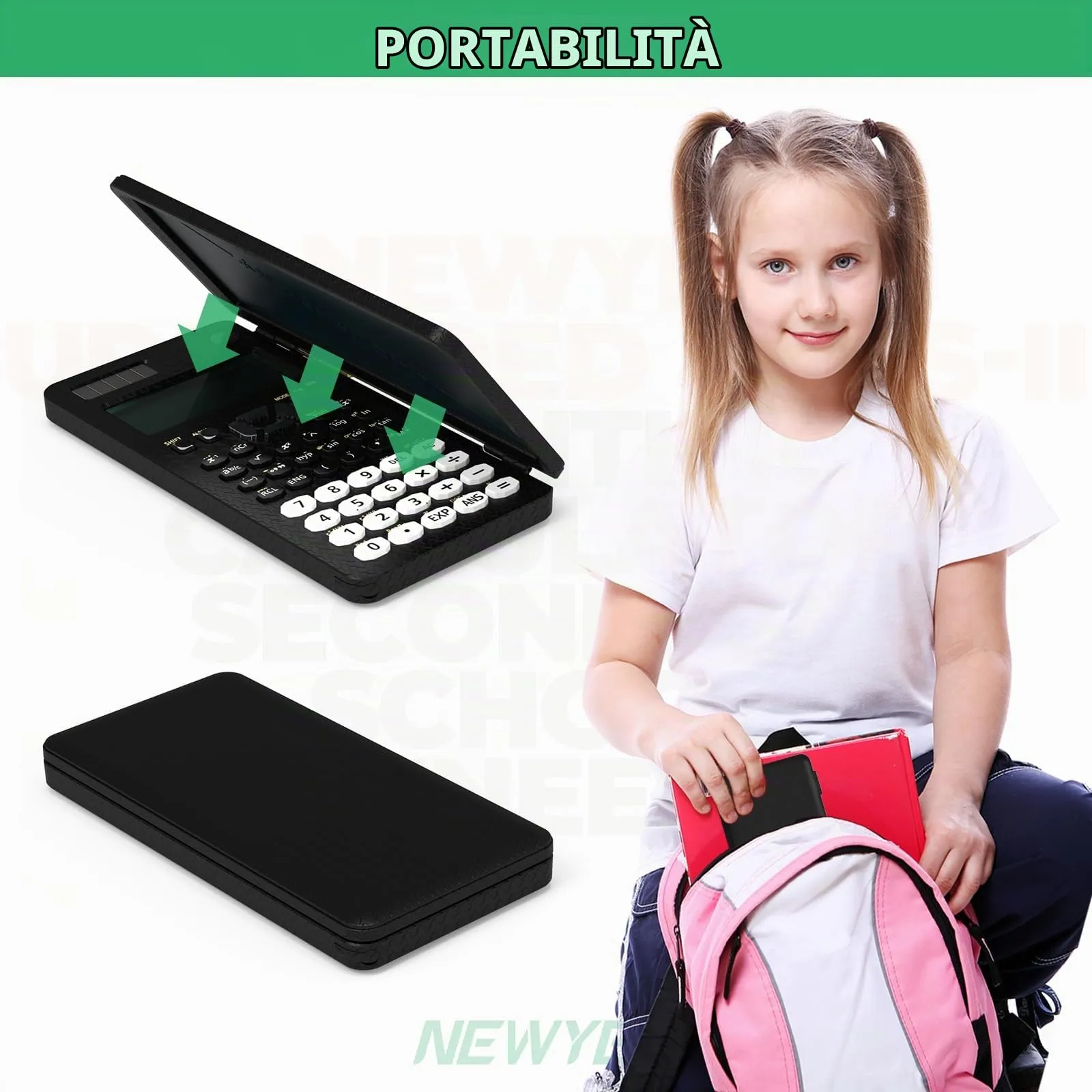 NEWYES 82MS Calcolatrice Scientifica con Tavoletta per Scrivere e Custodia Protettiva, 240 Funzioni, Nera - immagine 5