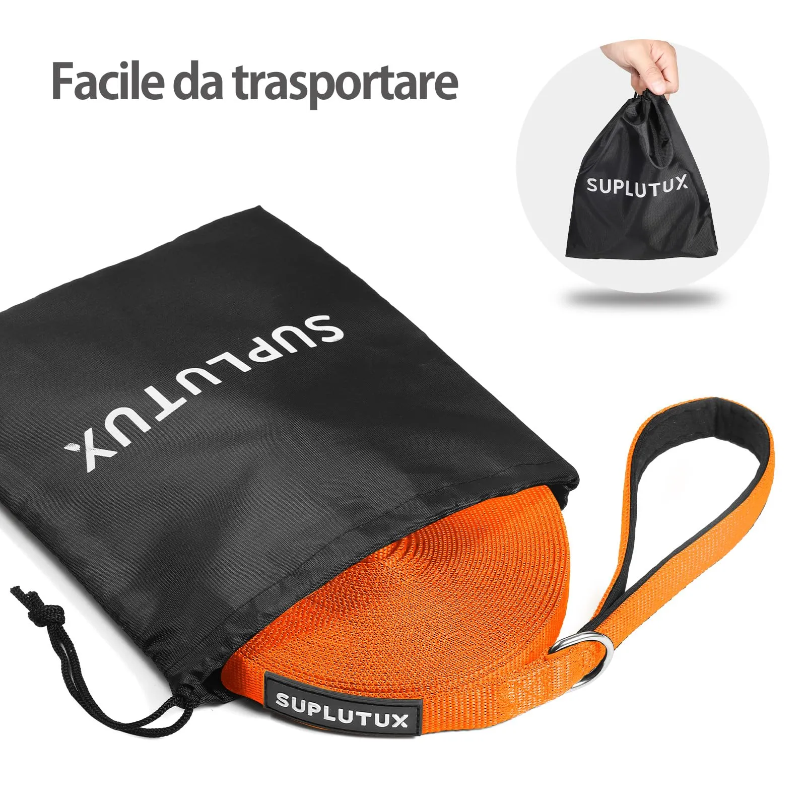 SuplutuX Guinzaglio Addestramento per Cani Regolabile con Impugnatura Imbottita, 20m, Arancione - immagine 4