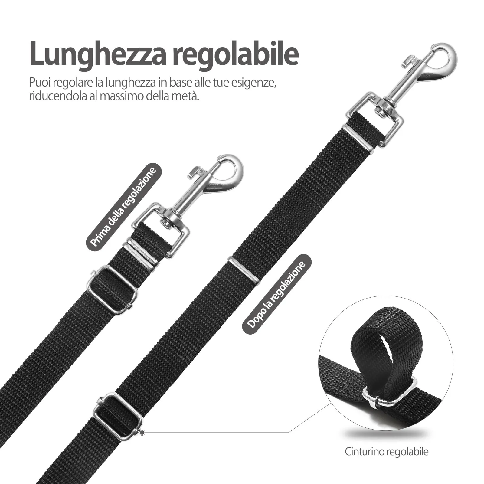 SuplutuX Guinzaglio Addestramento Regolabile per Cani, 20m, Nero - immagine 3