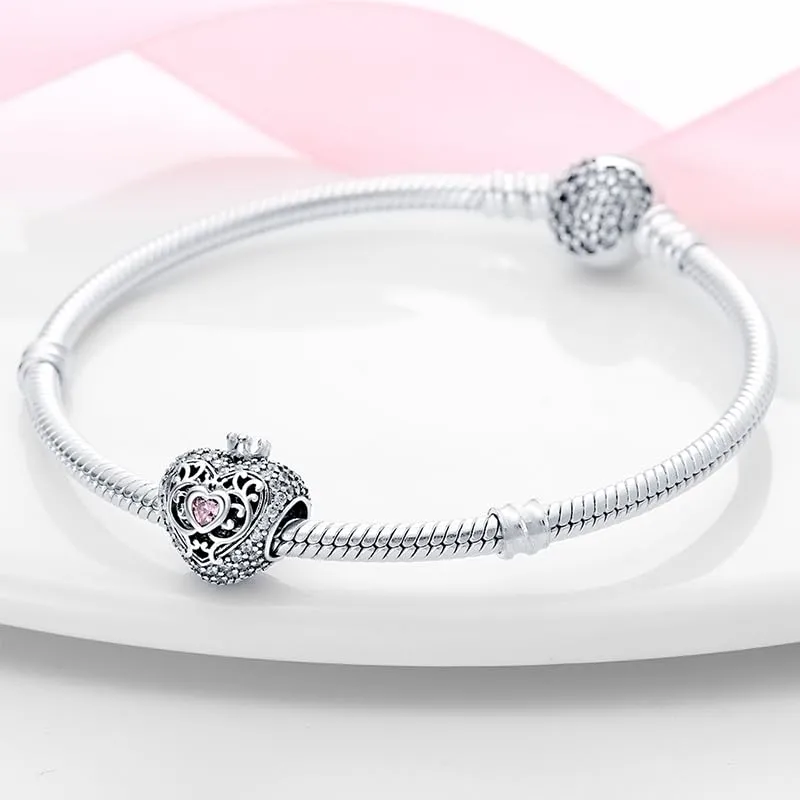KUNSIR Bead Charm in Argento Sterling 925 con Cubic Zirconia per Braccialetti e Collane Europei - immagine 3
