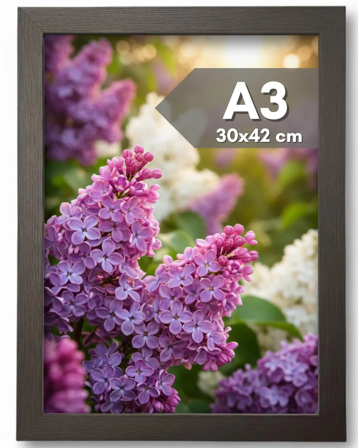 NOOGUI Cornice A3, Legno Nero, 30x42cm, Parte Frontale Antiriflesso - immagine 1