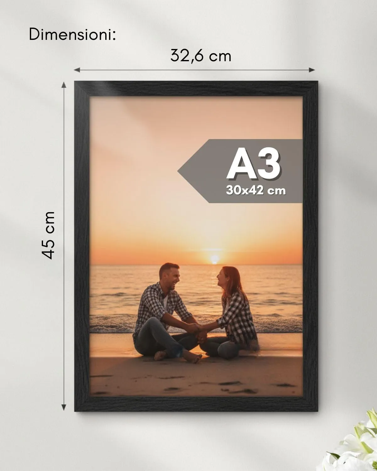 NOOGUI Cornice A3, Legno Nero, 30x42cm, Parte Frontale Antiriflesso - immagine 3