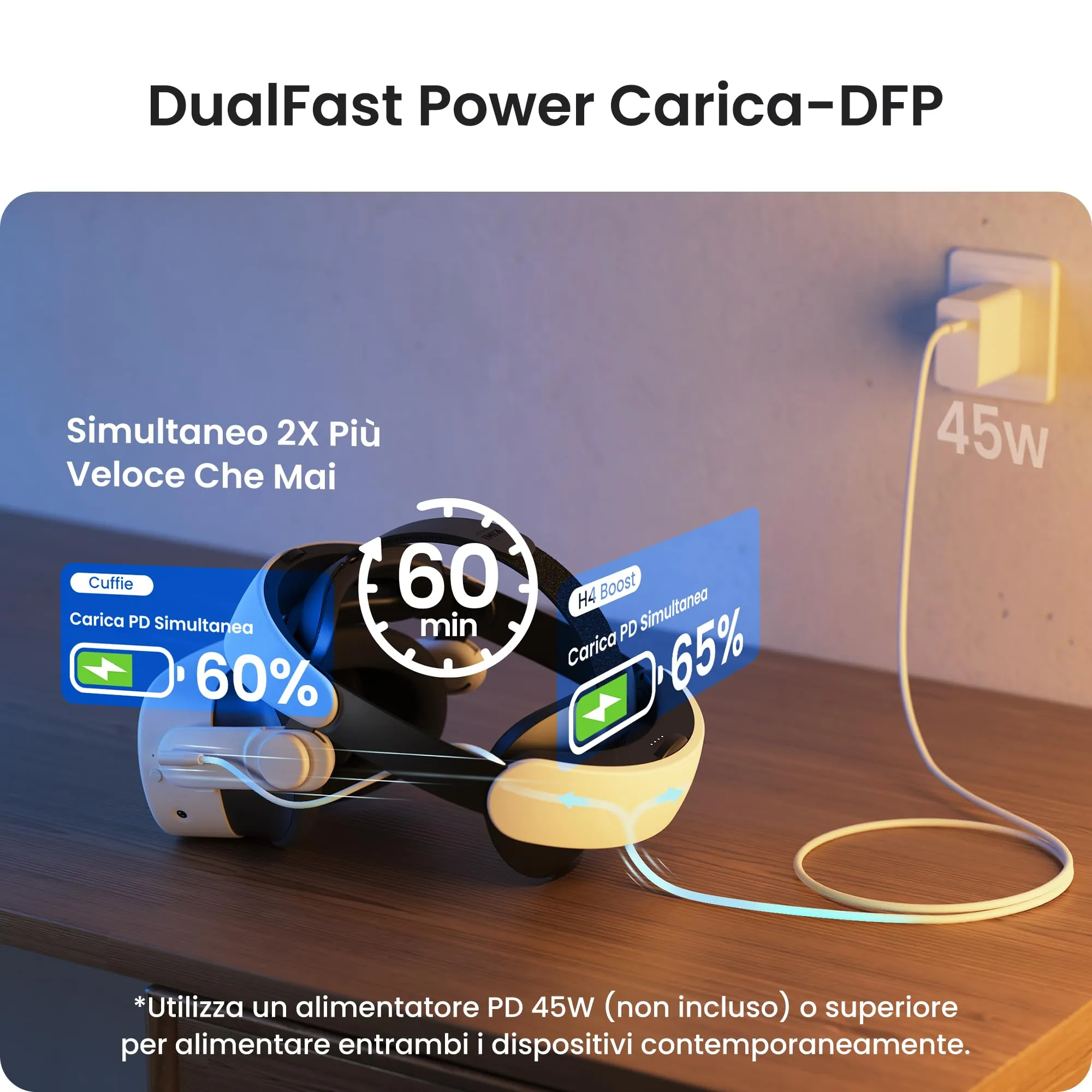 KIWI design H4 Boost Cinturino Batteria Comfort Regolabile per Quest 3/3S - immagine 2
