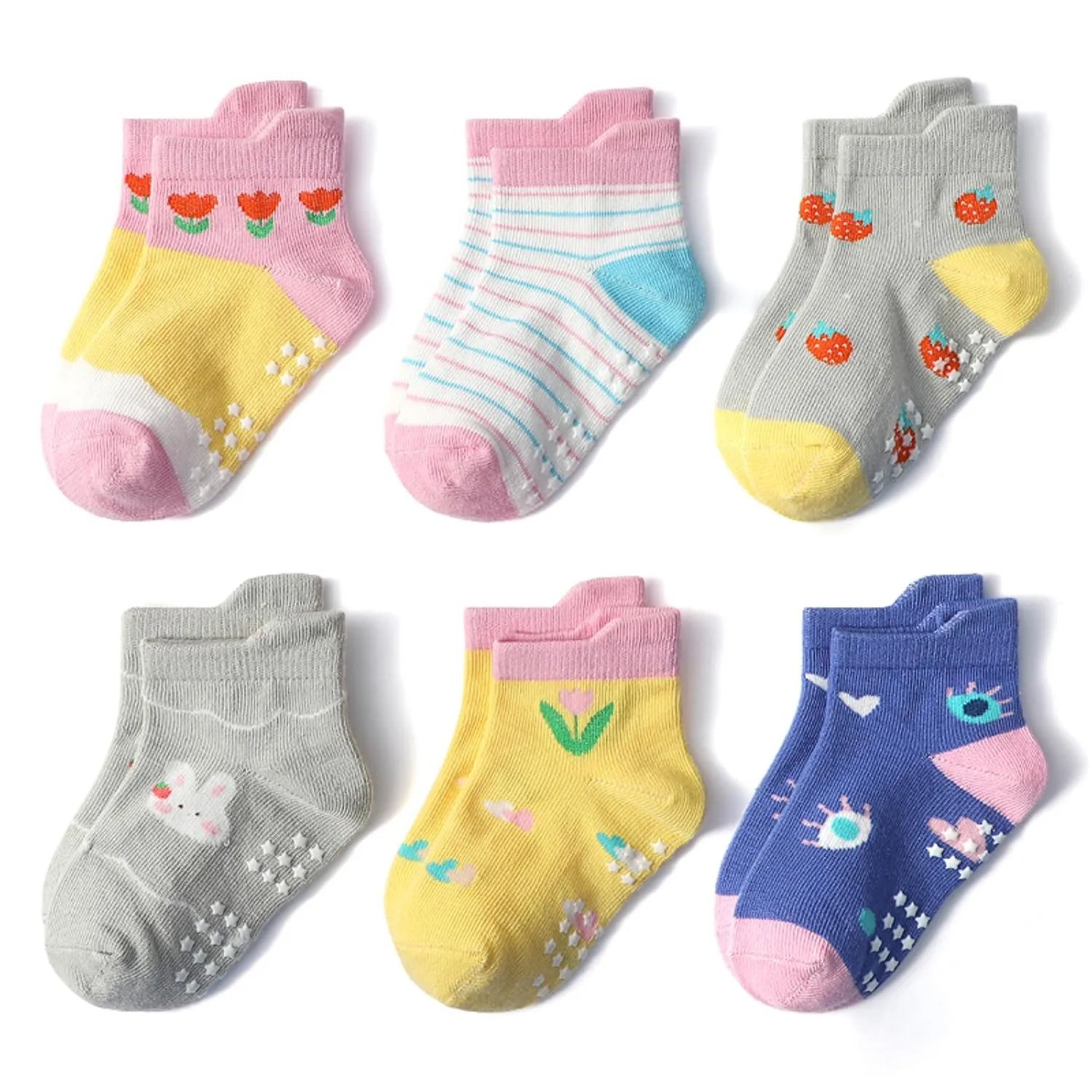 HaimoBurg Calze Antiscivolo in Cotone per Bambini 1-5 Anni, 12 Paia - immagine 2