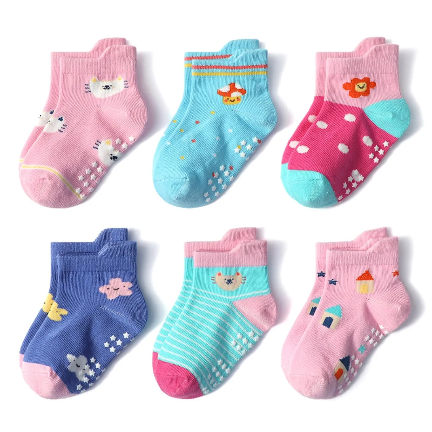 HaimoBurg Calze Antiscivolo in Cotone per Bambini 1-5 Anni, 12 Paia - immagine 3