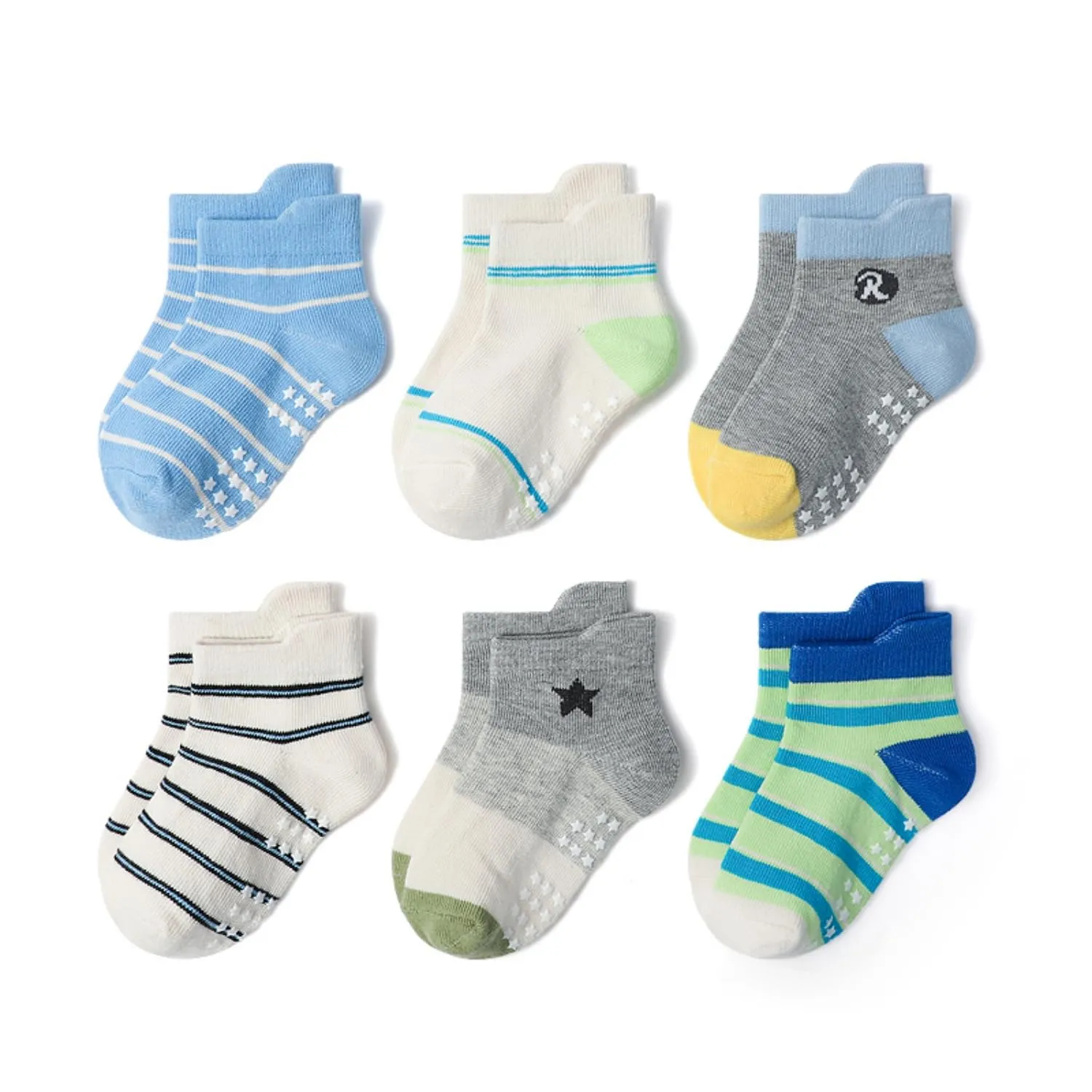 HaimoBurg Calze Antiscivolo in Cotone per Bambini da 1 a 5 Anni, 12 Paia - immagine 2