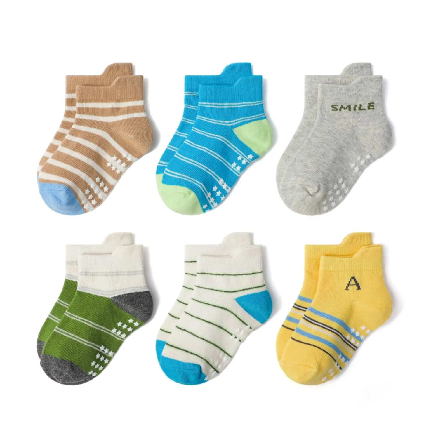 HaimoBurg Calze Antiscivolo in Cotone per Bambini da 1 a 5 Anni, 12 Paia - immagine 3