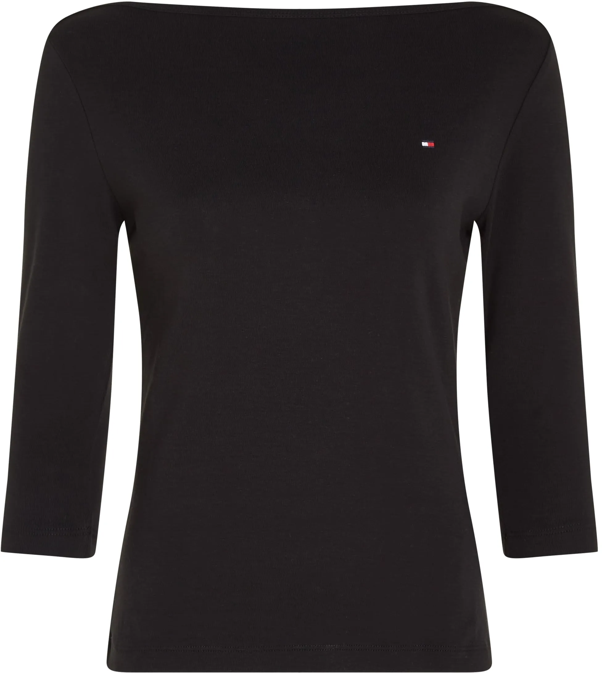 Tommy Hilfiger Donna Maglietta Maniche Lunghe New Cody Slim Scollo a Barca, Nero, L - immagine 5
