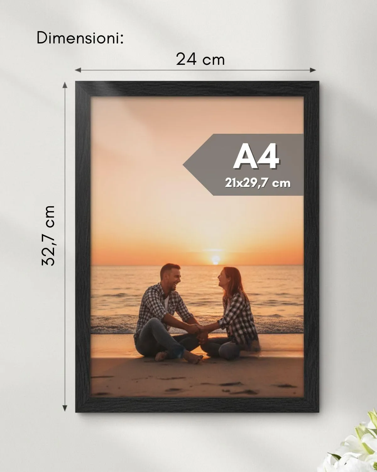 NOOGUI Cornice A4, Legno Nero, 21x30cm, Parte Frontale Antiriflesso - immagine 3