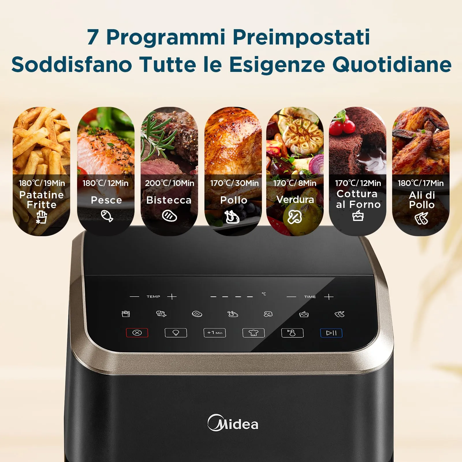 Midea Friggitrice ad Aria Calda MAD55F8APK, 5L, Nero - immagine 4