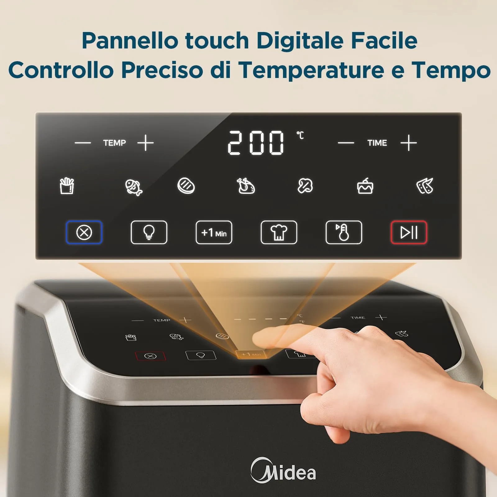 Midea Friggitrice ad Aria Calda MAD55F8APK, 5L, Nero - immagine 5