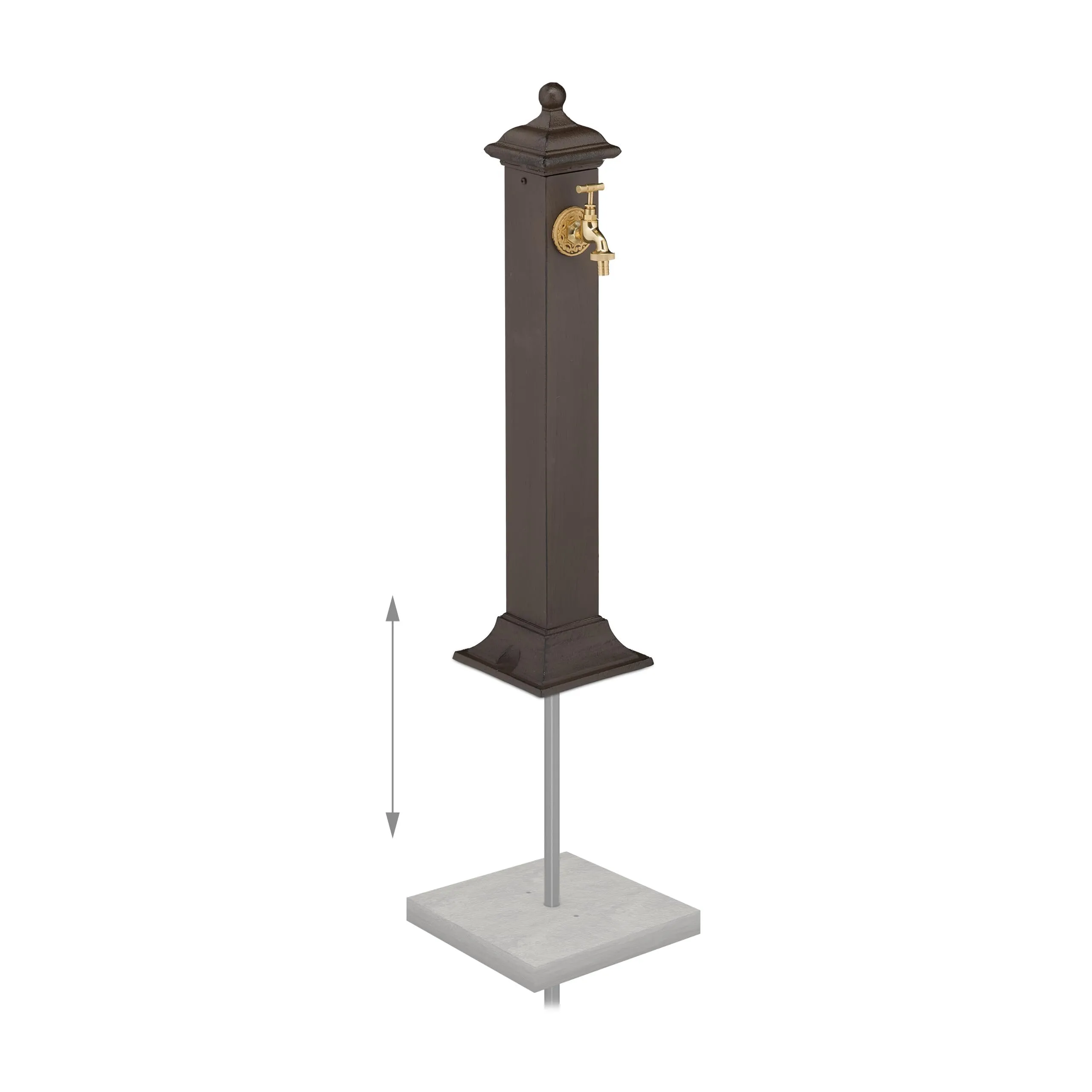 Relaxdays Fontana da Giardino in Stile Antico con Rubinetto, 71x17x21 cm, Marrone Scuro - immagine 5