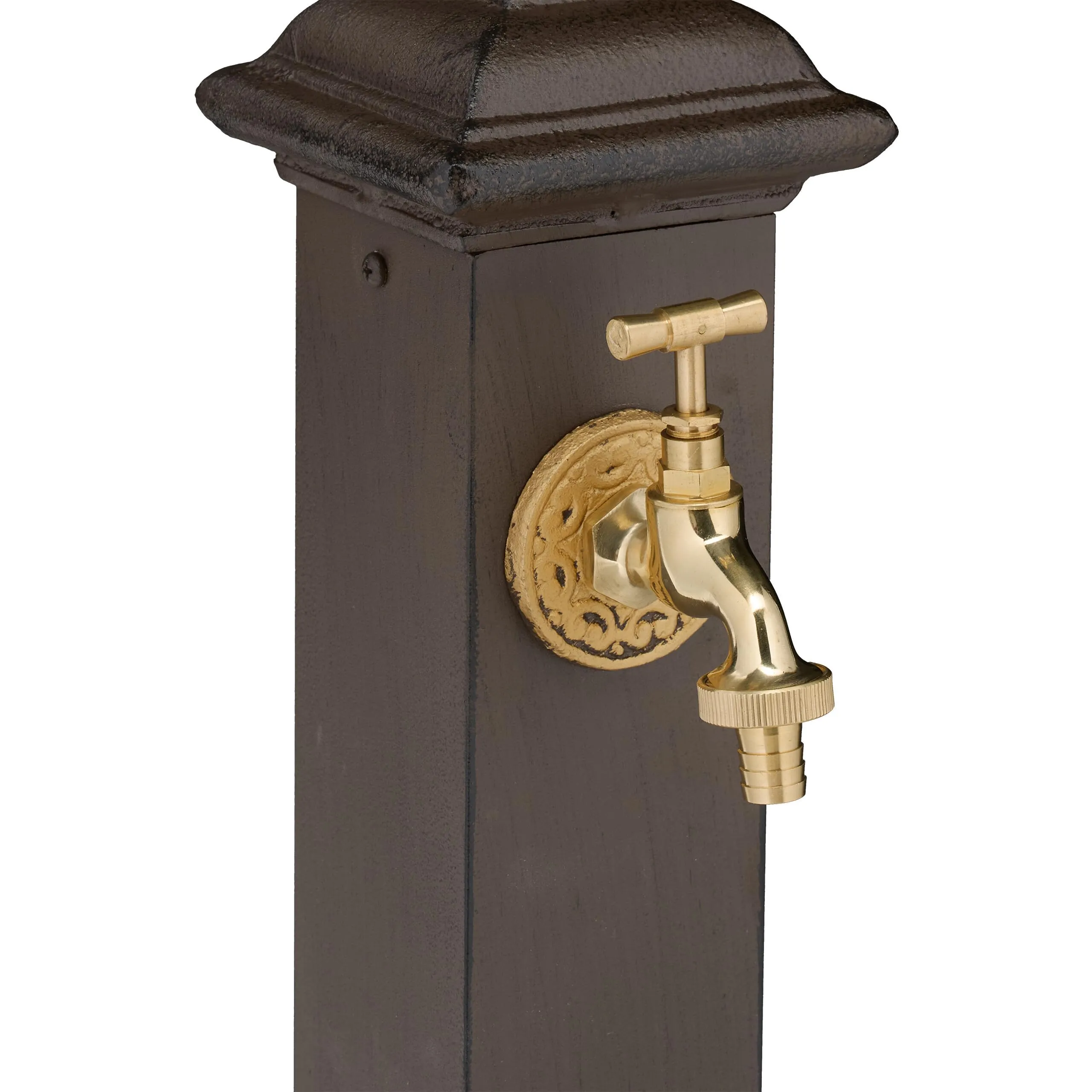 Relaxdays Fontana da Giardino in Stile Antico con Rubinetto, 71x17x21 cm, Marrone Scuro - immagine 7