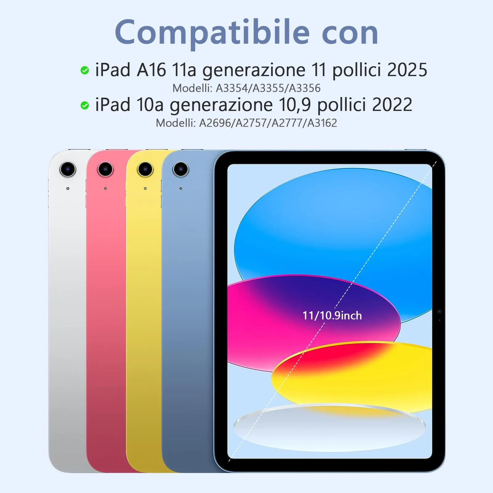 TQQ Cover con Tastiera per iPad 11 Generazione 2025 / 10 Generazione 2022 - immagine 2