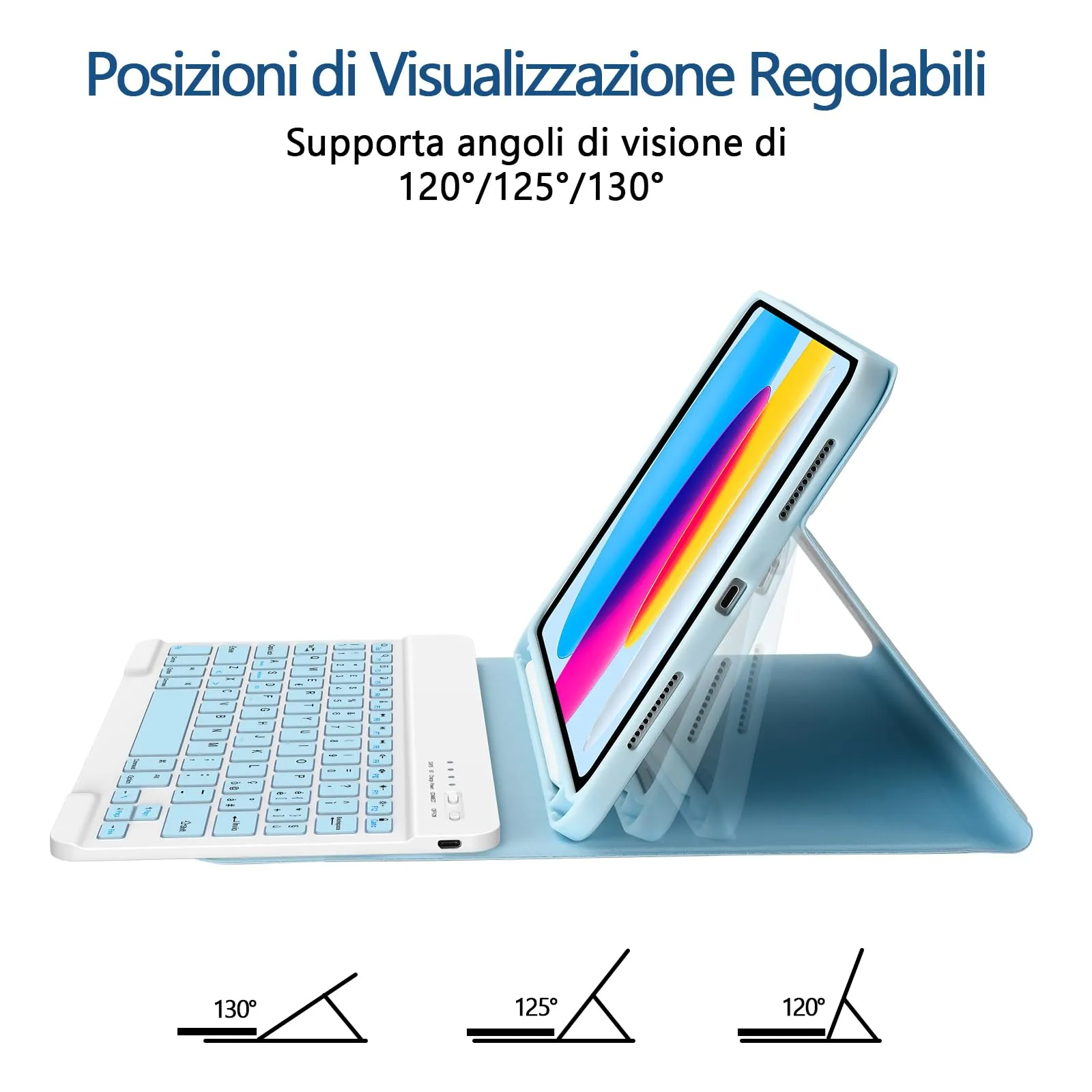 TQQ Cover con Tastiera per iPad 11 Generazione 2025 / 10 Generazione 2022 - immagine 3