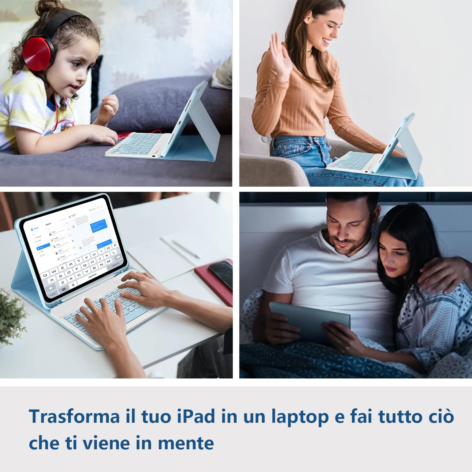TQQ Cover con Tastiera per iPad 11 Generazione 2025 / 10 Generazione 2022 - immagine 7
