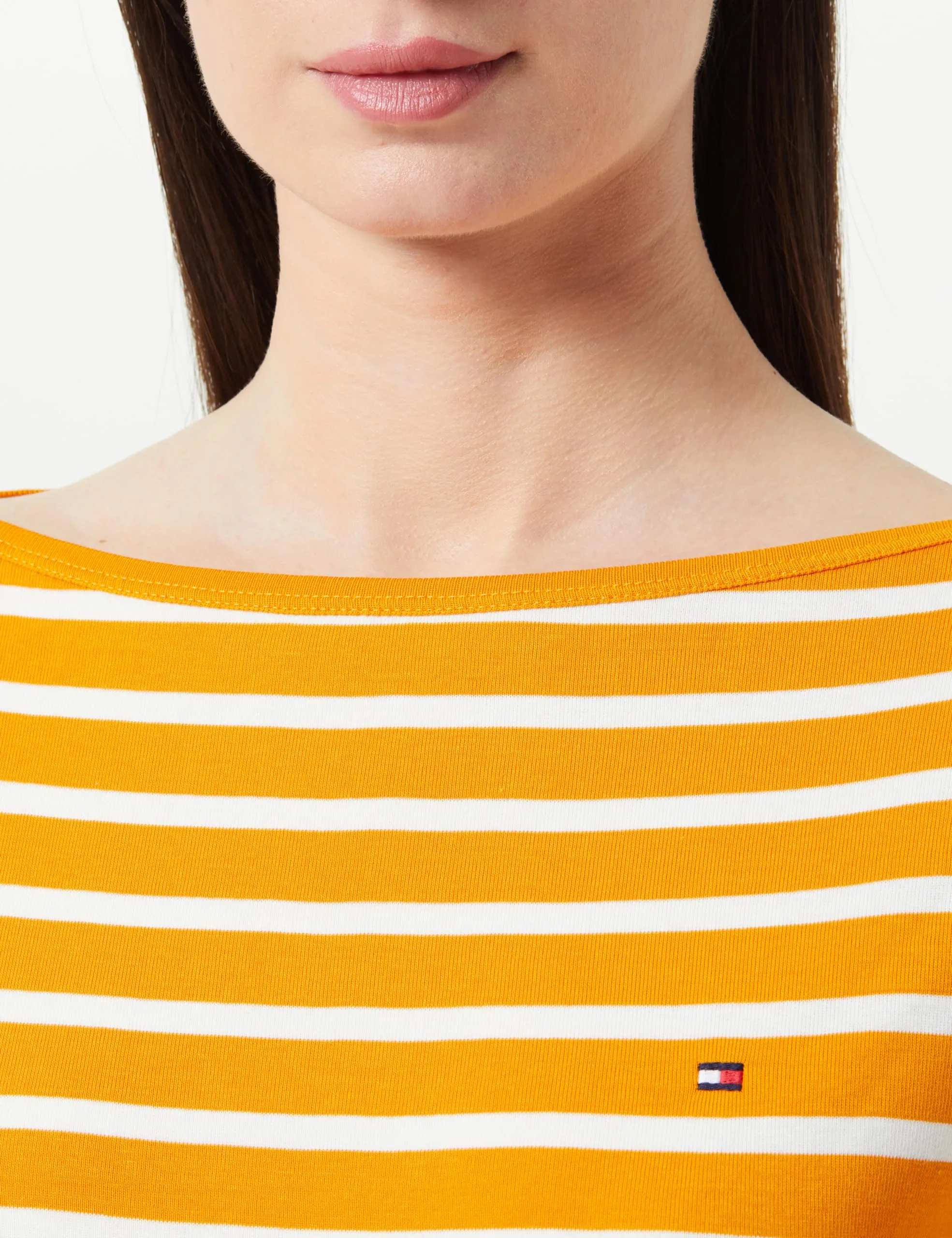 Tommy Hilfiger Donna Maglietta Maniche Lunghe New Cody Slim Scollo a Barca, Multicolore (Breton Stp/ Rich Ochre/ Ecru), XXS - immagine 2