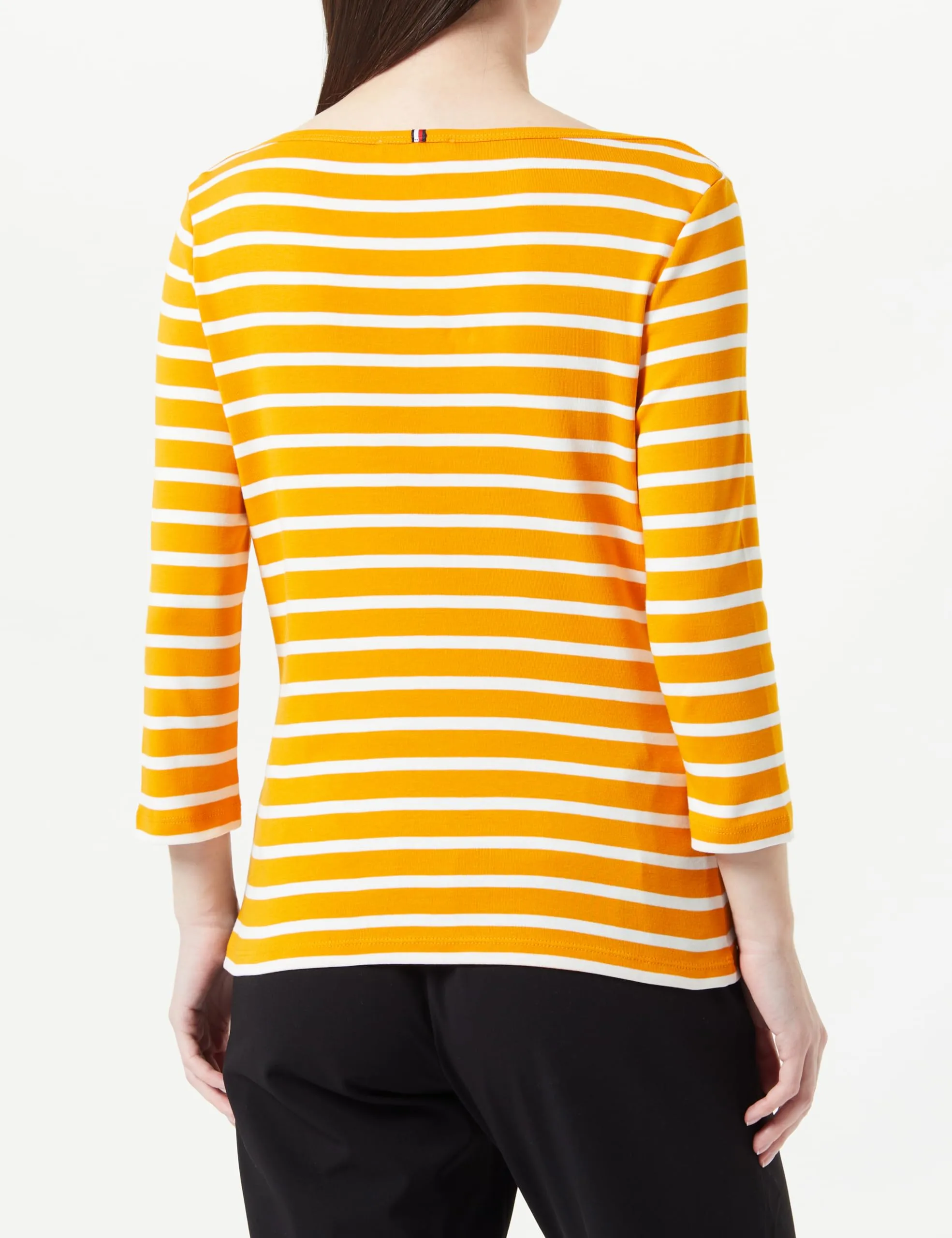 Tommy Hilfiger Donna Maglietta Maniche Lunghe New Cody Slim Scollo a Barca, Multicolore (Breton Stp/ Rich Ochre/ Ecru), XXS - immagine 3