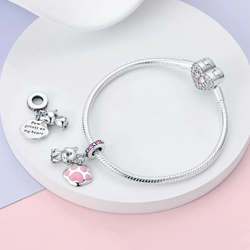 KUNSIR Bead Charm Ciondolo Argento Sterling 925 con Cubic Zirconia per Pandora Braccialetti e Collane Europei - immagine 3