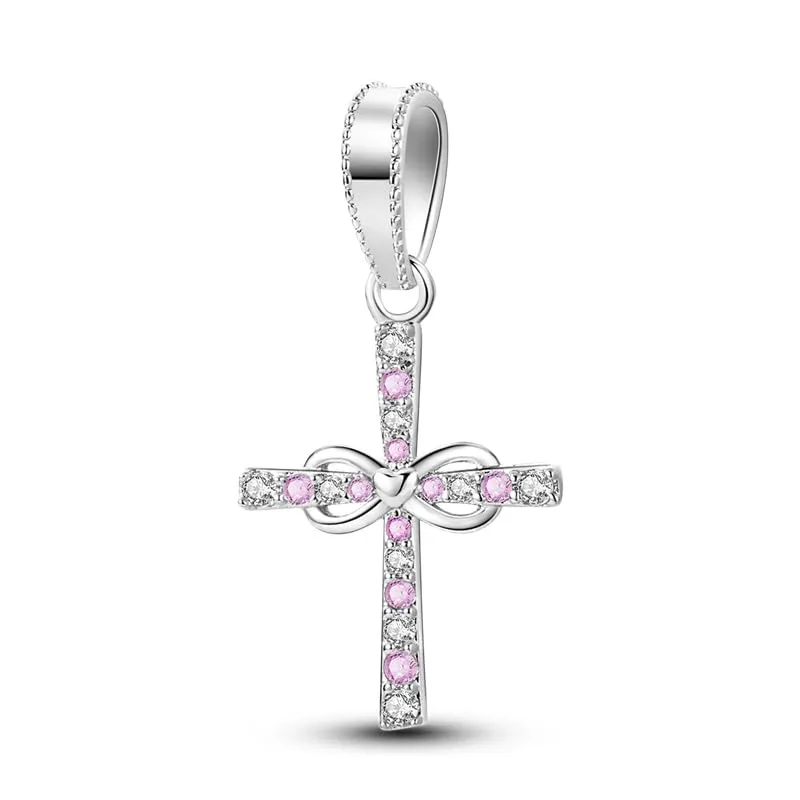 KUNSIR Bead Charm Ciondolo Argento Sterling 925 con Cubic Zirconia per Braccialetti e Collane Europei - immagine 1