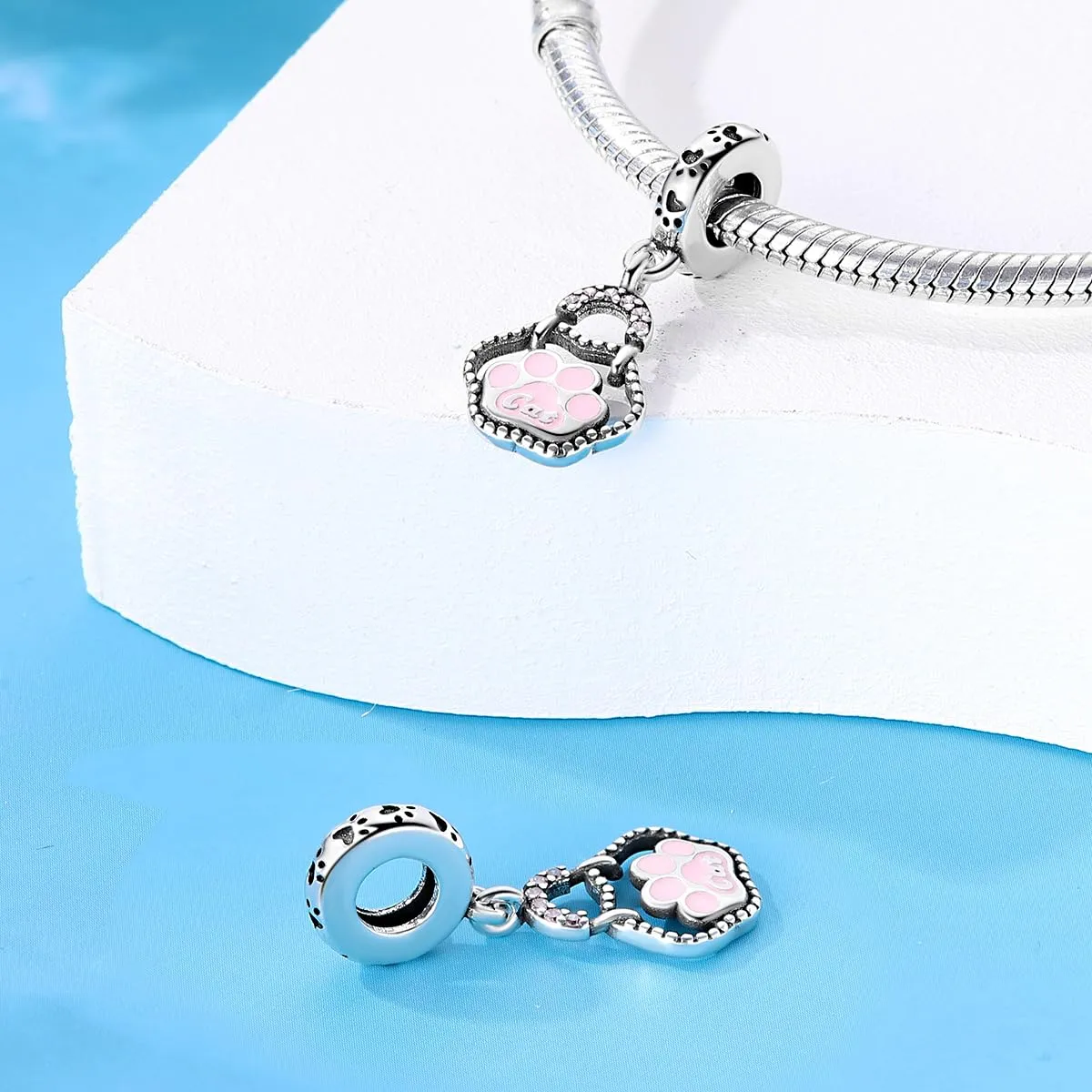 KUNSIR Bead Charm Ciondolo Argento Sterling 925 con Cubic Zirconia per Pandora Braccialetti e Collane Europei - immagine 2