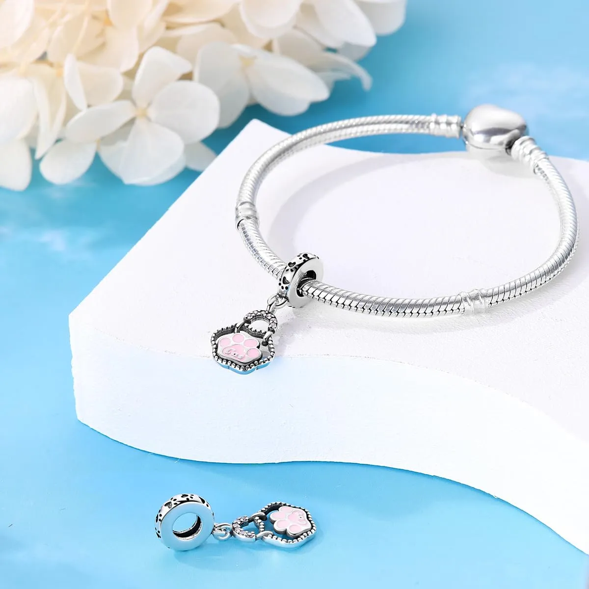 KUNSIR Bead Charm Ciondolo Argento Sterling 925 con Cubic Zirconia per Pandora Braccialetti e Collane Europei - immagine 3