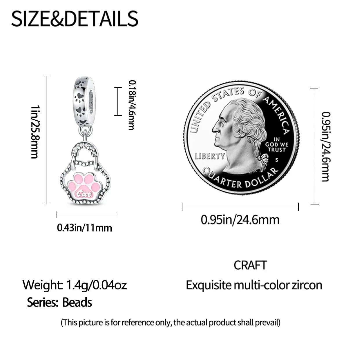 KUNSIR Bead Charm Ciondolo Argento Sterling 925 con Cubic Zirconia per Pandora Braccialetti e Collane Europei - immagine 5