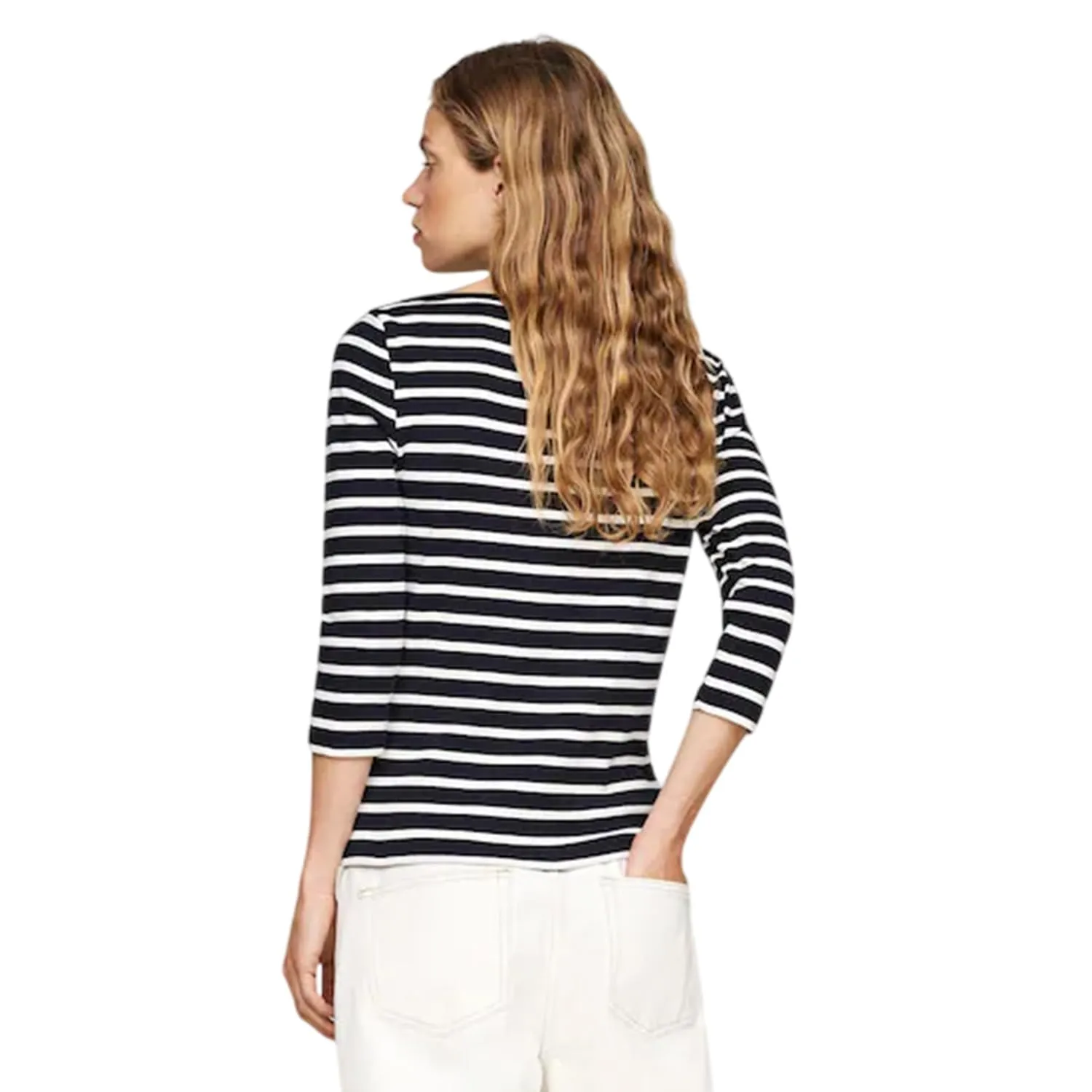 Tommy Hilfiger Donna Maglietta Maniche Lunghe New Cody Slim Scollo a Barca, Blu (NOS Desert Sky), L - immagine 2