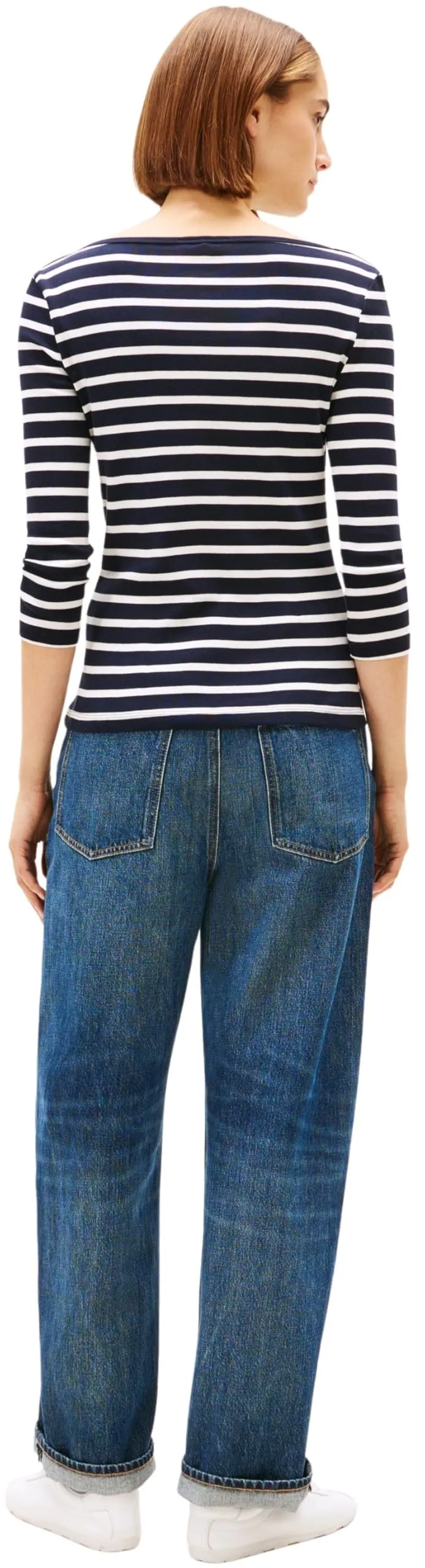 Tommy Hilfiger New Cody Slim Maglietta Maniche Lunghe Scollo a Barca, Multicolore (NOS Breton Desert Sky/Ecru), L - immagine 2