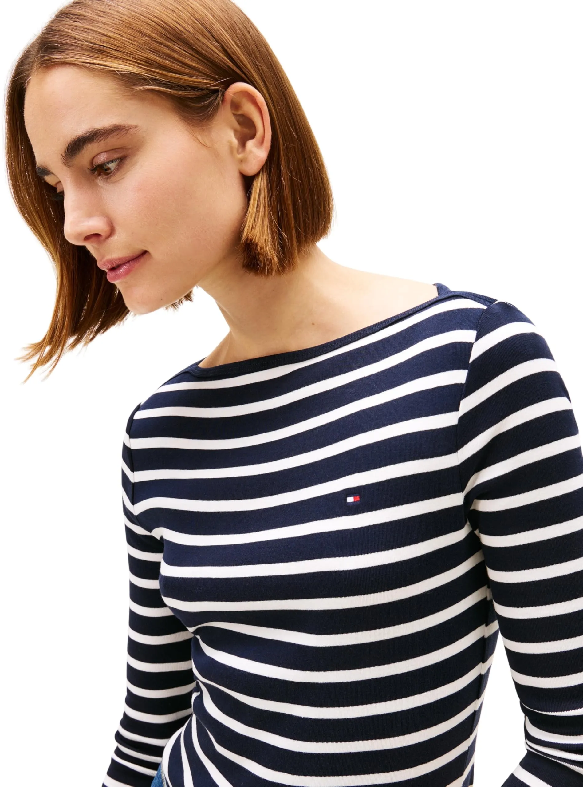 Tommy Hilfiger New Cody Slim Maglietta Maniche Lunghe Scollo a Barca, Multicolore (NOS Breton Desert Sky/Ecru), L - immagine 3