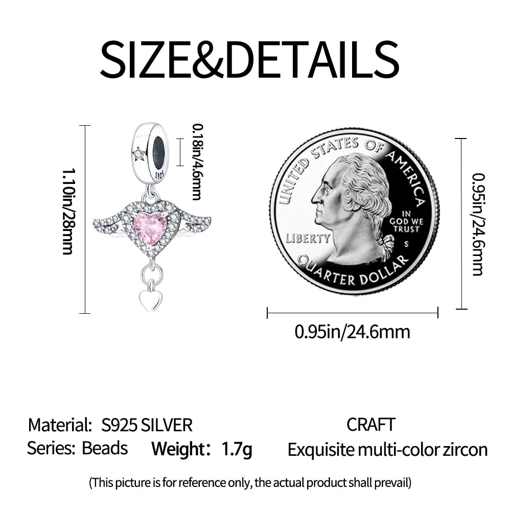 KUNSIR Ciondolo in Argento Sterling 925 con Cubic Zirconia per Braccialetti e Collane Europei - immagine 4